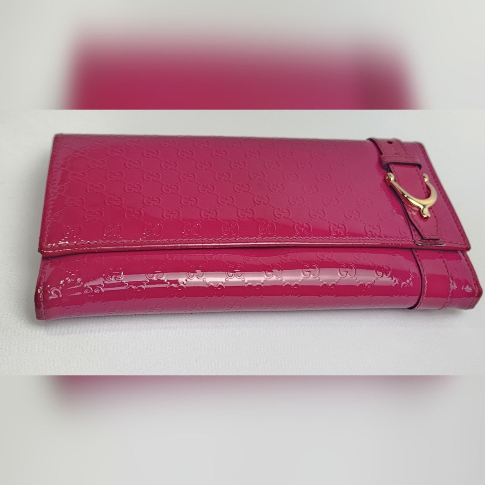 Gucci Gucci Fuscia Patent Microguccissima Long Wallet Hot Pink Size ONE SIZE - 3 Thumbnail