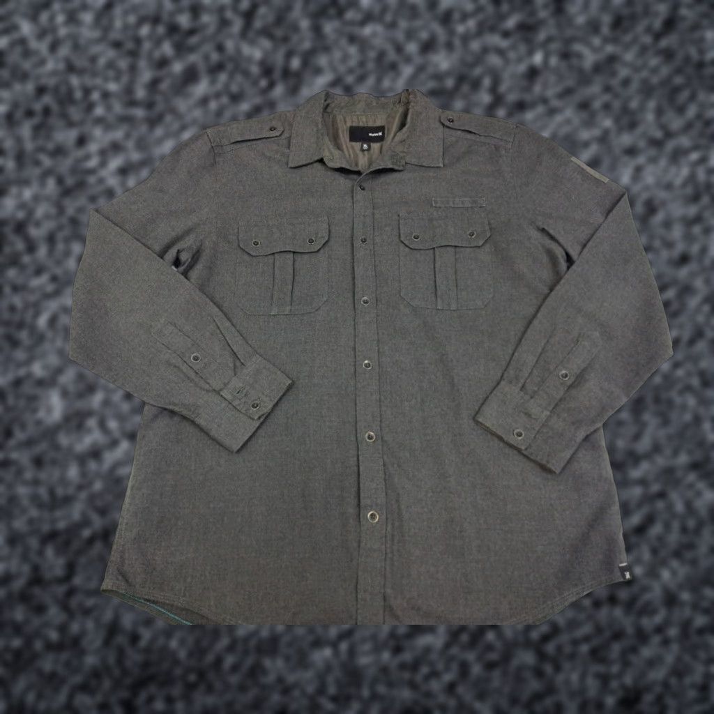 Hurley Hurley Mens Long Sleeve Button-Up Shirt/Jacket XL Gray Cotton Polyester Knit Pockets Solid Classic Size US XL / EU 56 / 4 - 1 Thumbnail