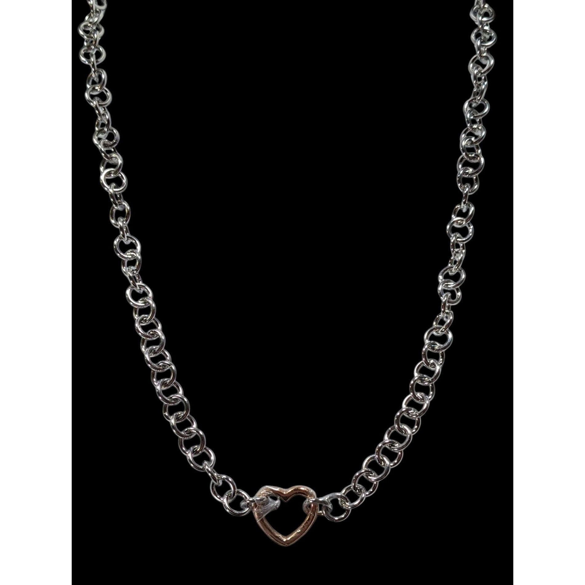 Other Coquette Heart Pendant Chain Necklace Silver And Gold Tone Size ONE SIZE - 2 Thumbnail