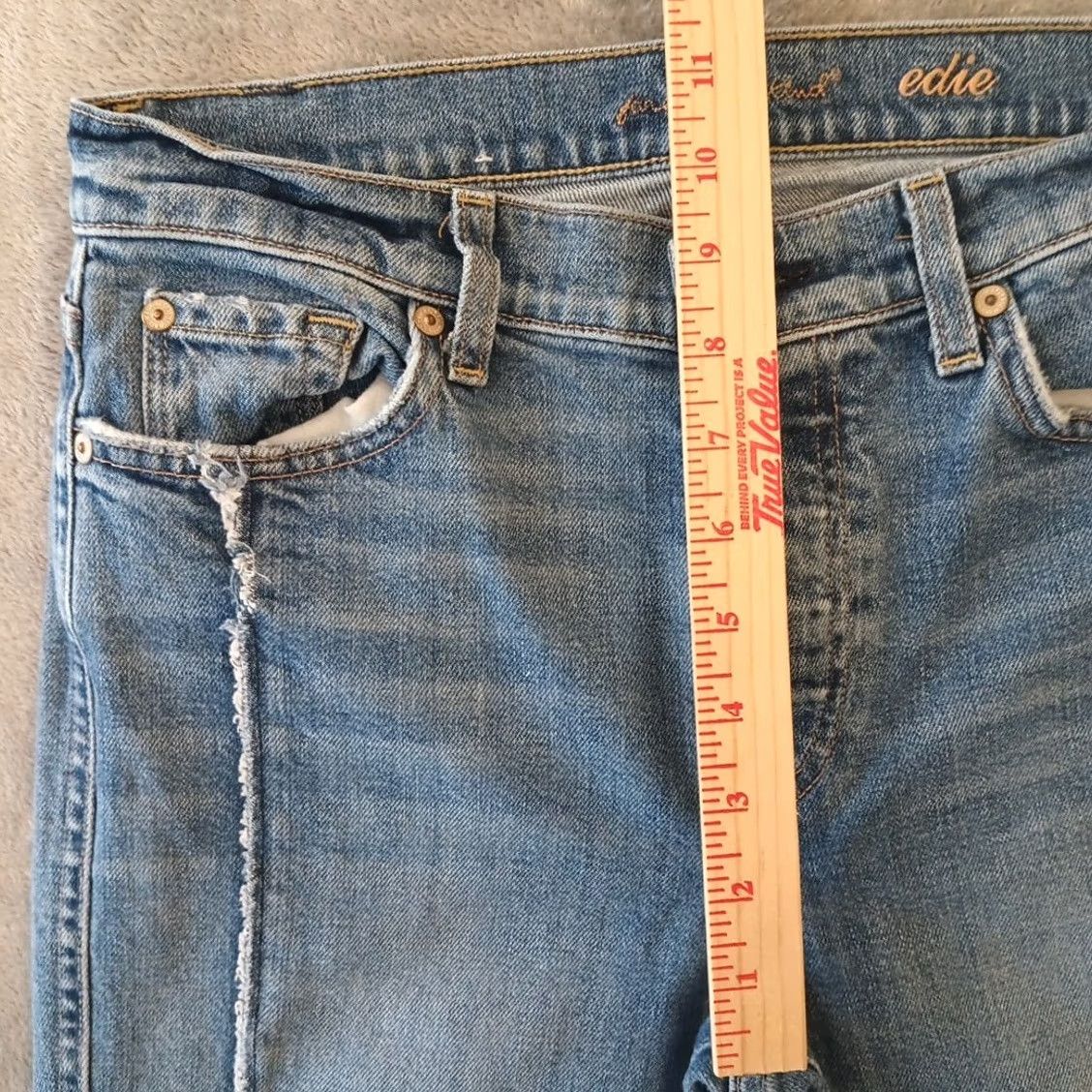 7 For All Mankind 7 For All Mankind Jeans Womens 27 Blue Edie Size Wash Button Fly 27x26 Size 27" / US 4 / IT 40 - 3 Thumbnail