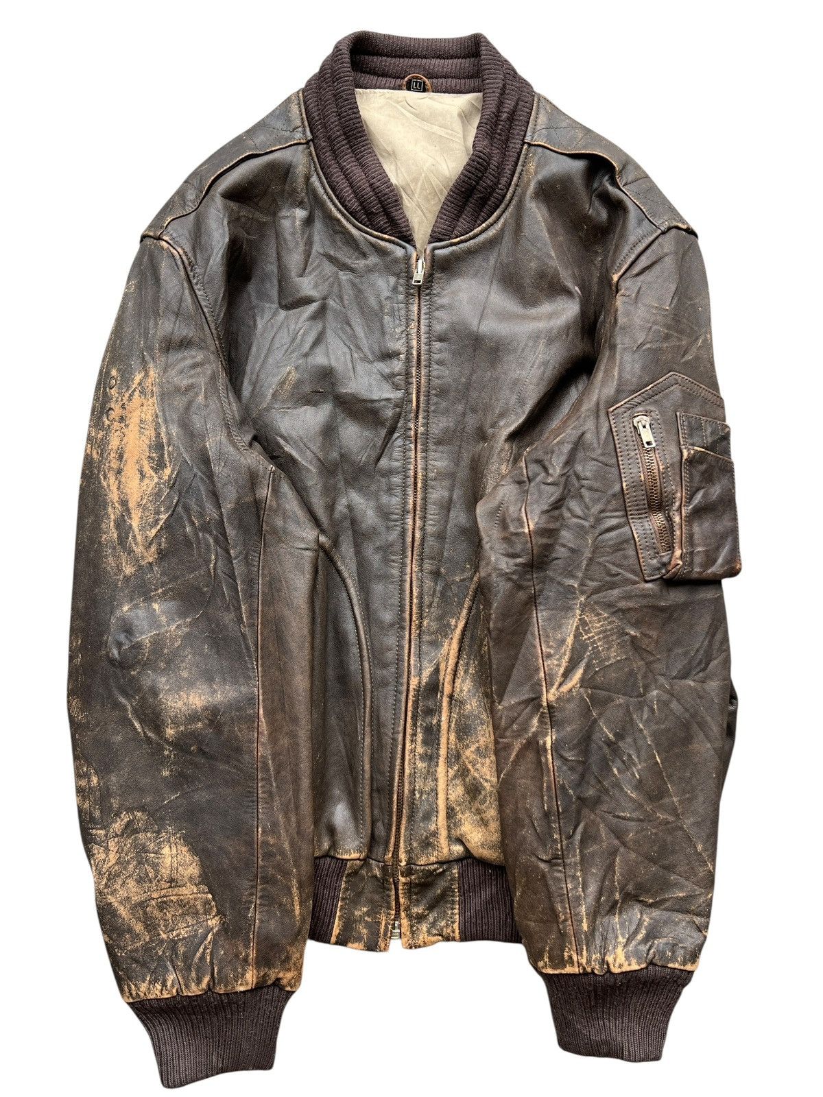 Vintage Vintage 80s Japanese Distressed Sunfaded Leather Jacket Size US M / EU 48-50 / 2 - 7 Thumbnail