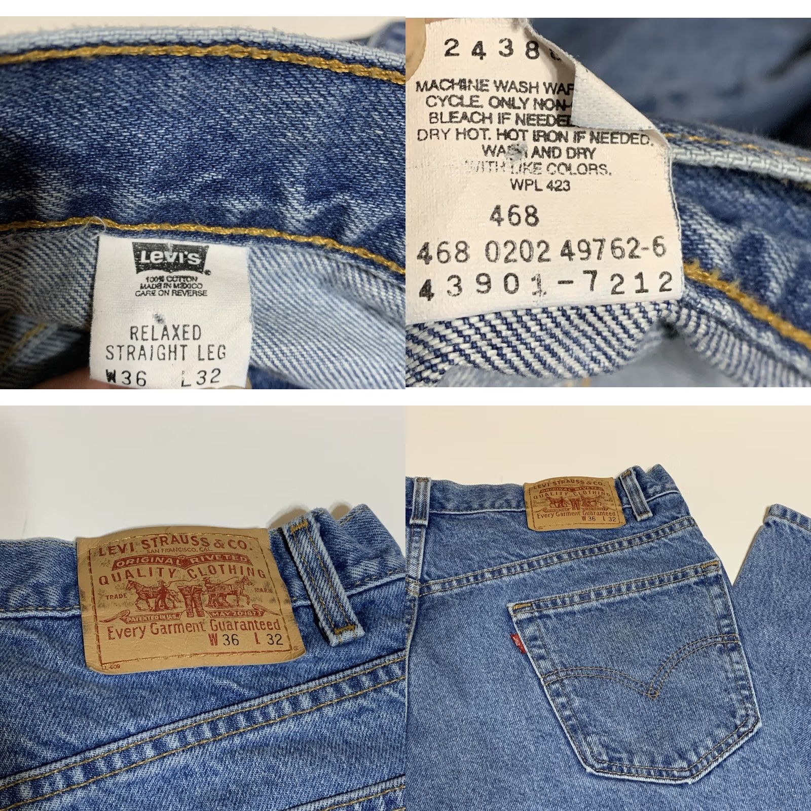 Levi's VINTAGE Levi's 901 Jeans Mens Straight Relaxed 35x32 Blue Denim 5-Pocket Belt Loops 90s Retro Classic 35 in Waist 32 in Inseam Size US 35 - 8 Thumbnail