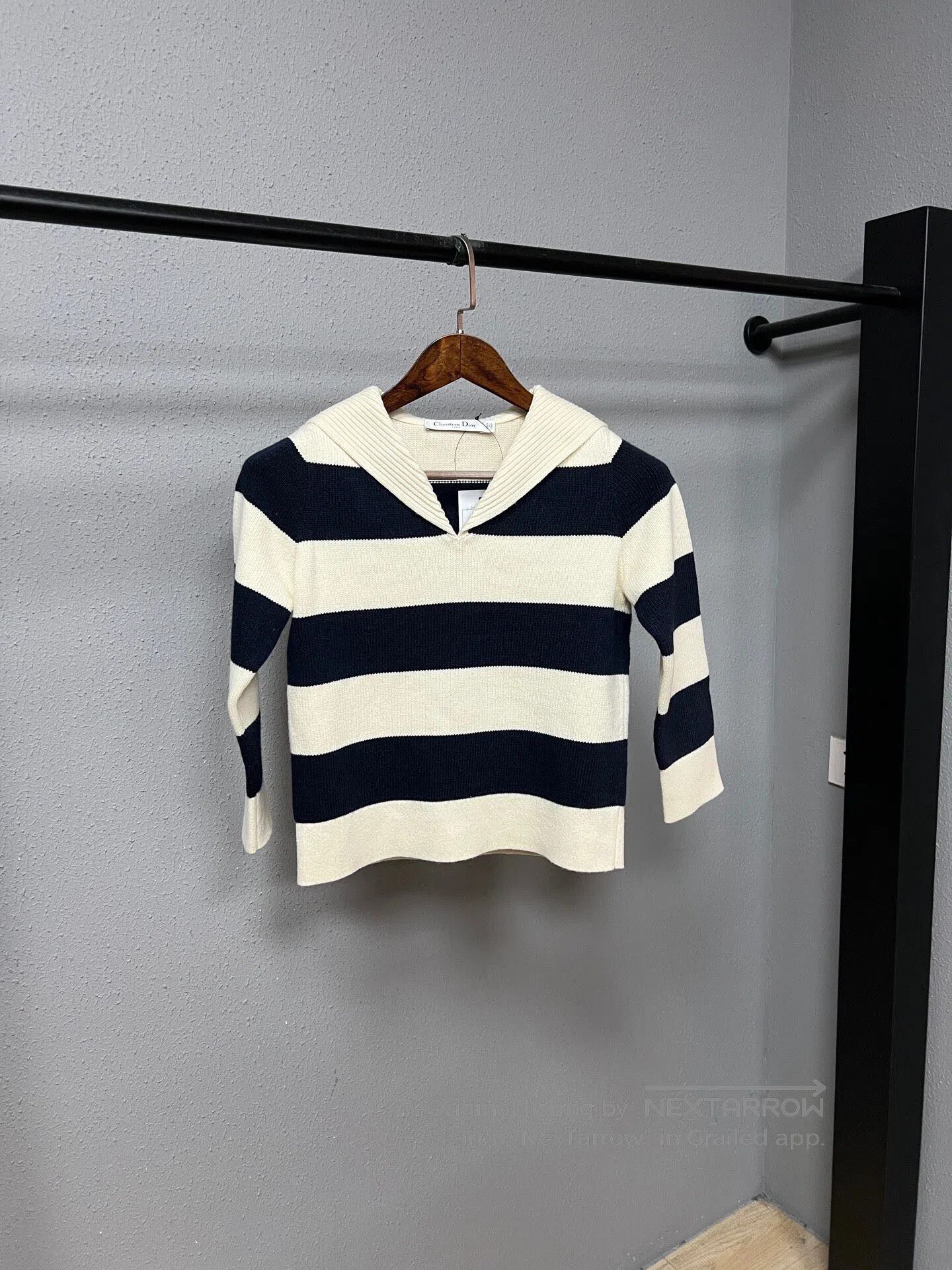 Dior Dior Black and White Stripe Sailor Collar Wool Cashmere Kn Size XS / US 0-2 / IT 36-38 - 2 Thumbnail