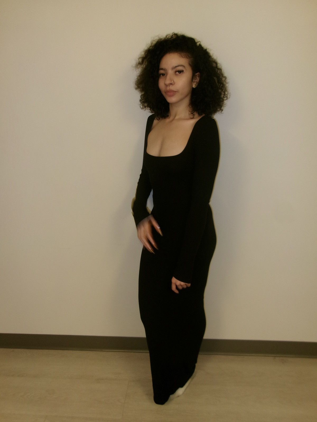 SKIMS SKIMS Skims Long Sleeve Scoop Neck Maxi Dress – Black Size S / US 4 / IT 40 - 3 Thumbnail