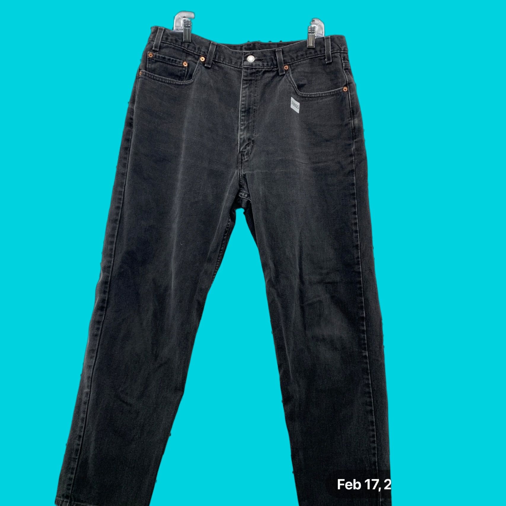 VINTAGE Levi's 550 Jeans Mens FITS Size 38x32 Black Denim Relaxed Straight - Levi's 550 Straight Jeans 38x32 Mens Color Black