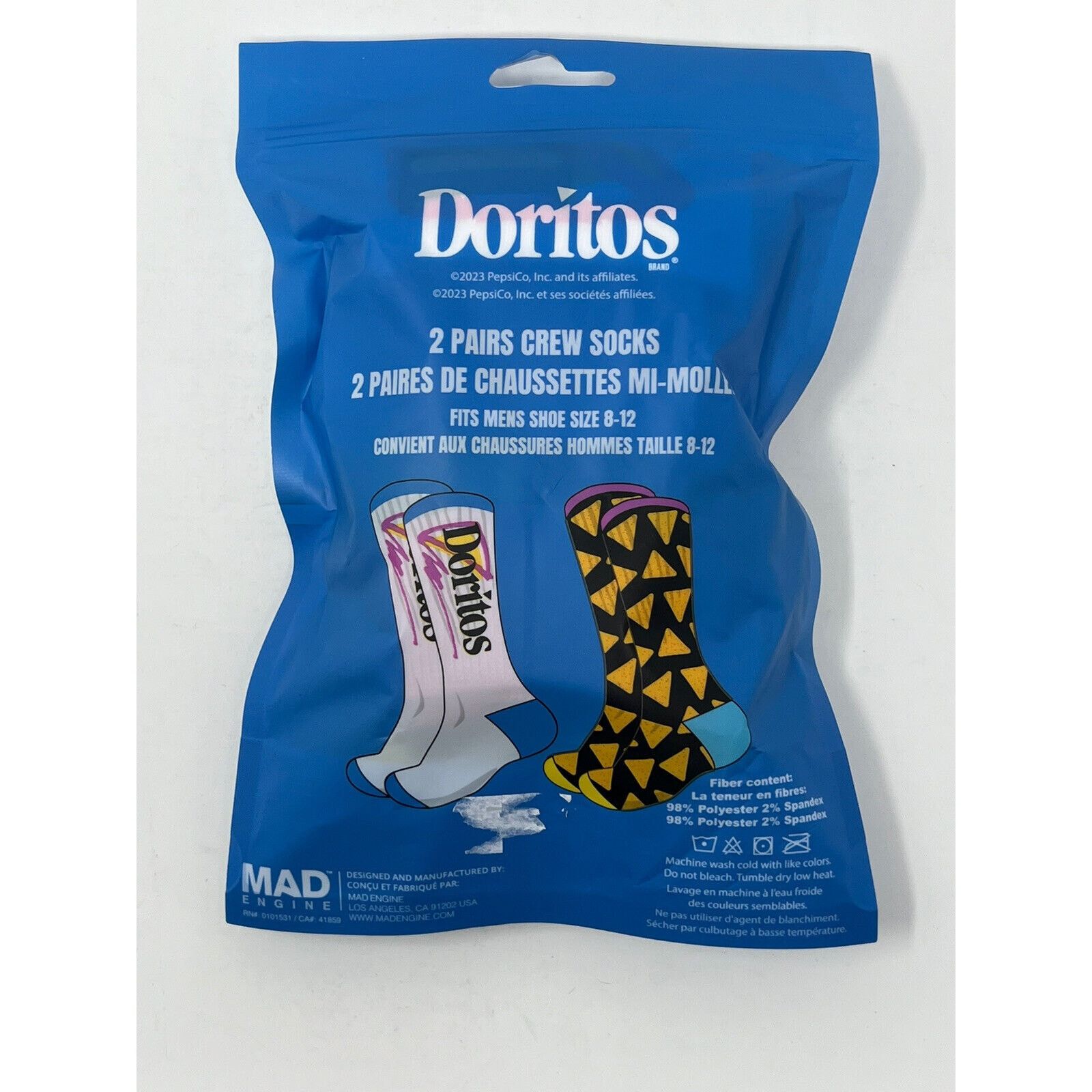 Mad Engine Doritos Cool Ranch CREW SOCKS 2-Pair Size Large (MENS 8-12) Size ONE SIZE - 2 Thumbnail