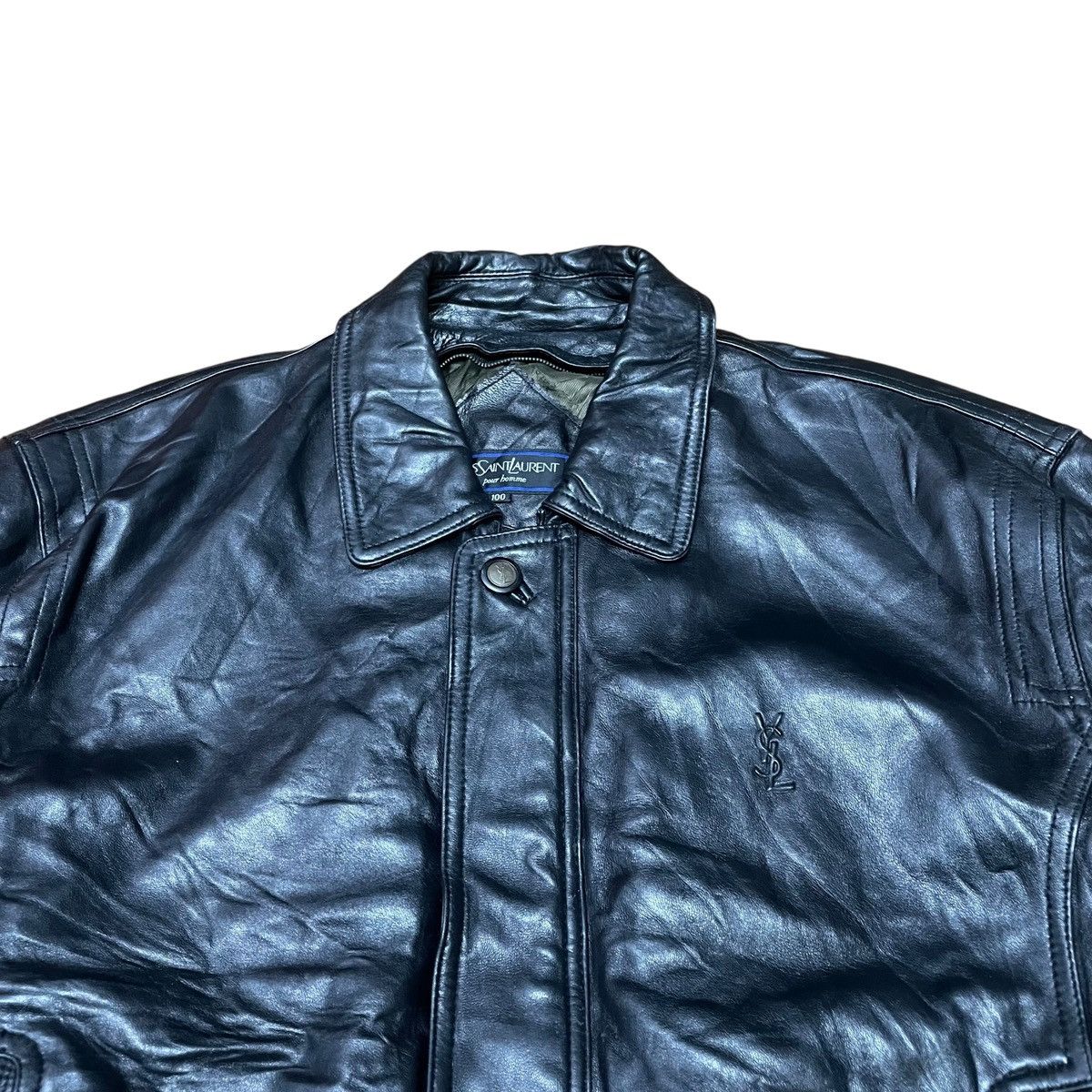 Yves Saint Laurent Vintage YSL Yves Saint Laurent Leather Bomber Jacket Size US M / EU 48-50 / 2 - 4 Thumbnail