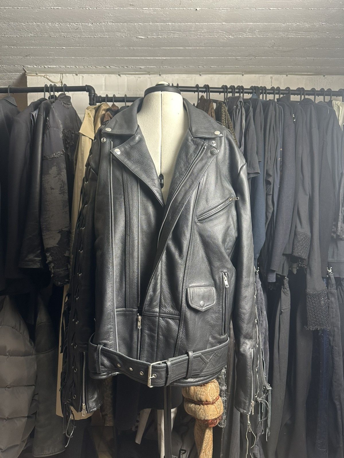 Other Leather Biker Jacket with fringes Size US XL / EU 56 / 4 - 1 Thumbnail