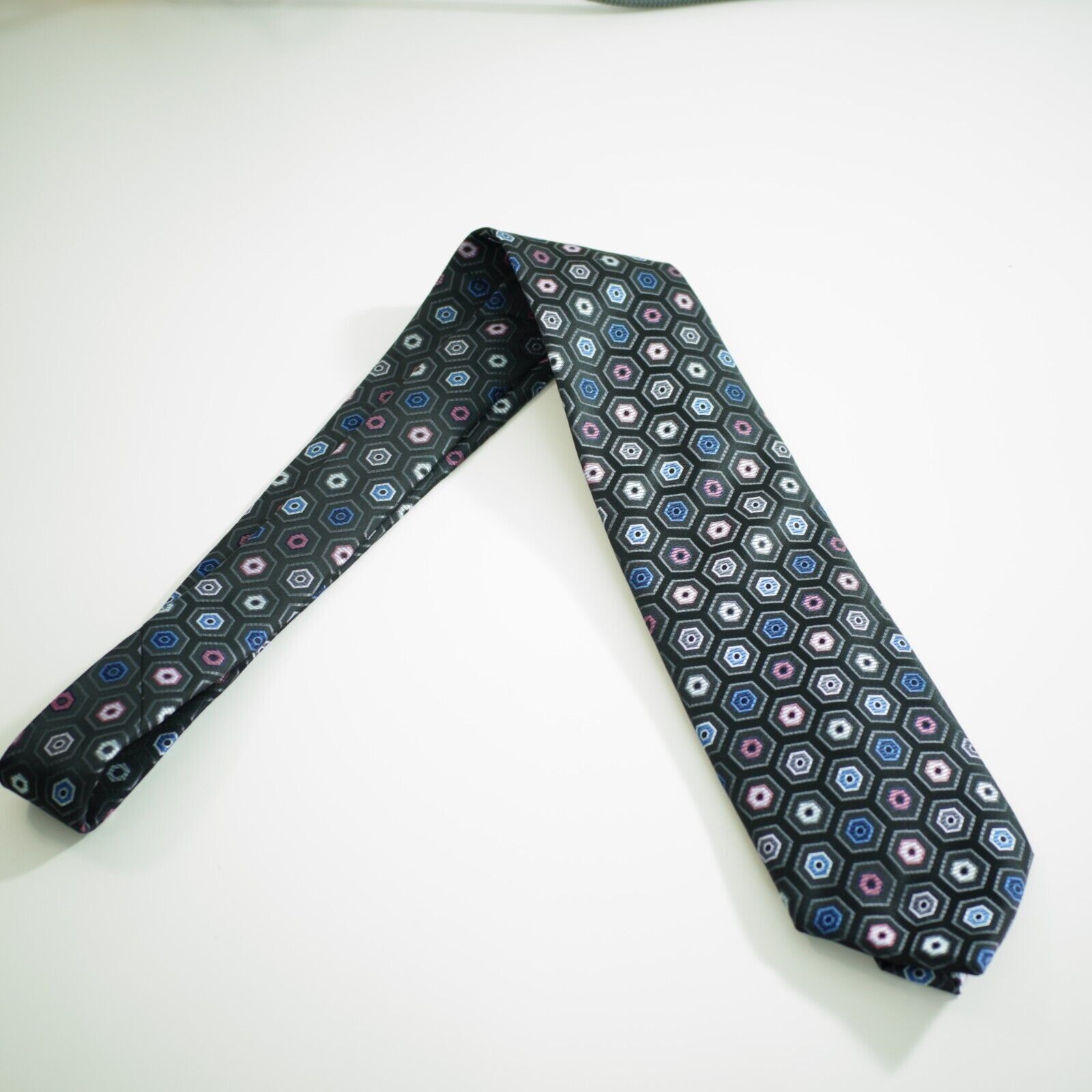 Covington Covington Gray Pink Blue Woven Geometric Polyester Tie Size ONE SIZE - 7 Thumbnail