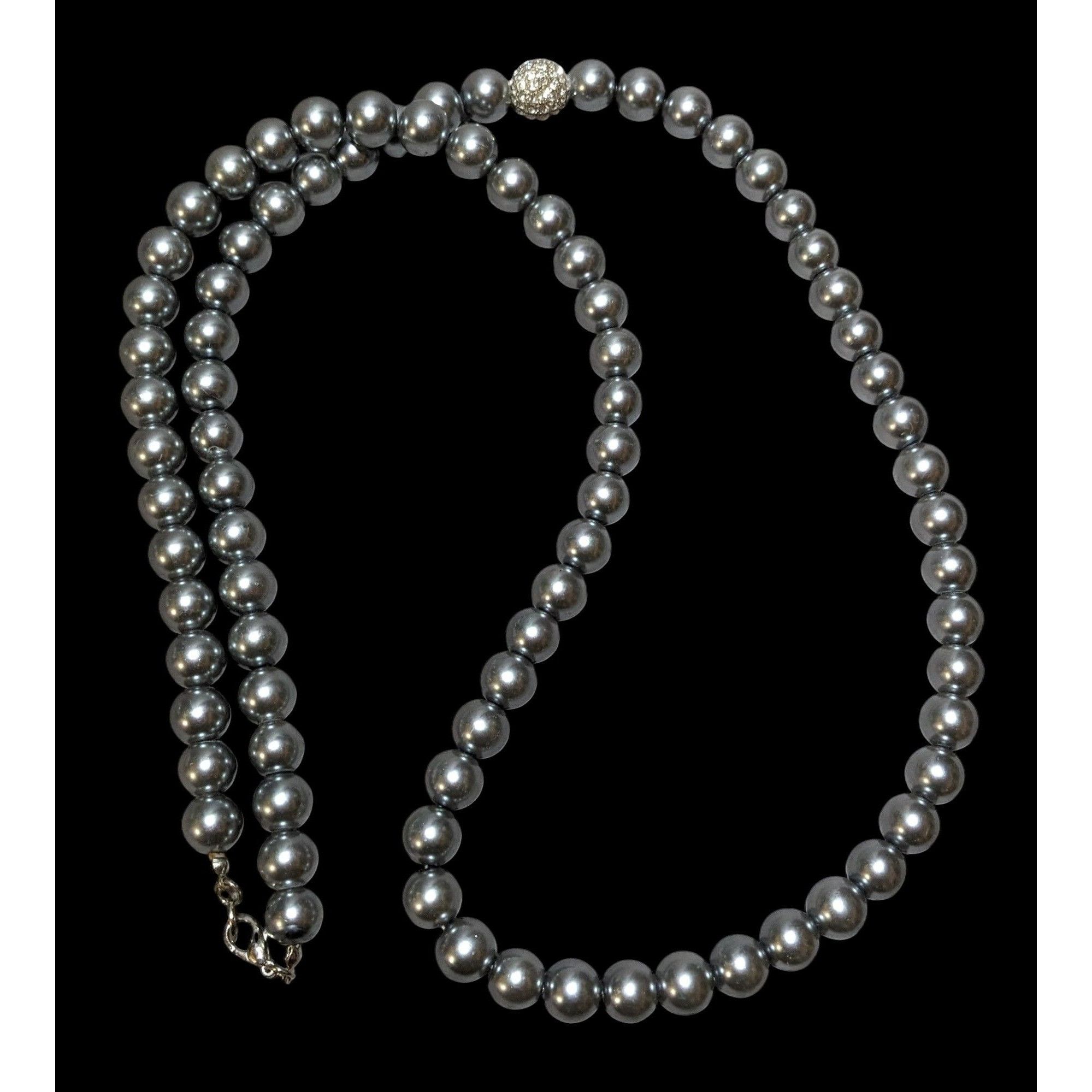 Other Glam Opera Silver Faux Pearl Beaded Necklace Size ONE SIZE - 1 Thumbnail
