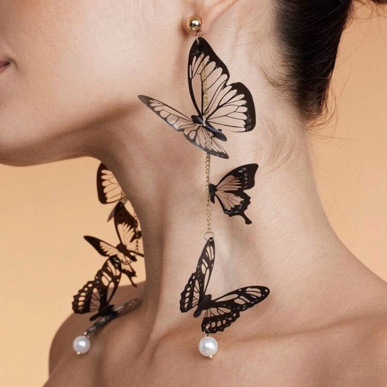 Other Acrylic Tassel Butterfly Long Drop Earrings Size ONE SIZE - 2 Thumbnail