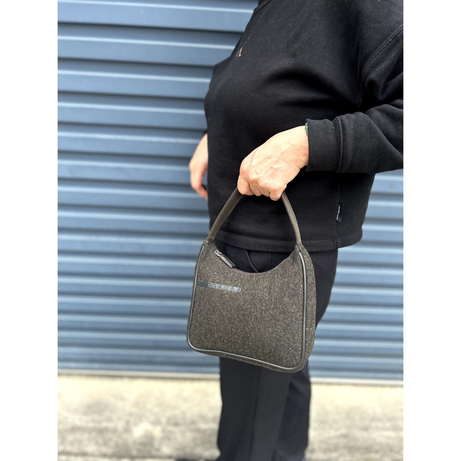 Prada Prada Hobo Wool Gray Mini Bag Size ONE SIZE - 1 Thumbnail
