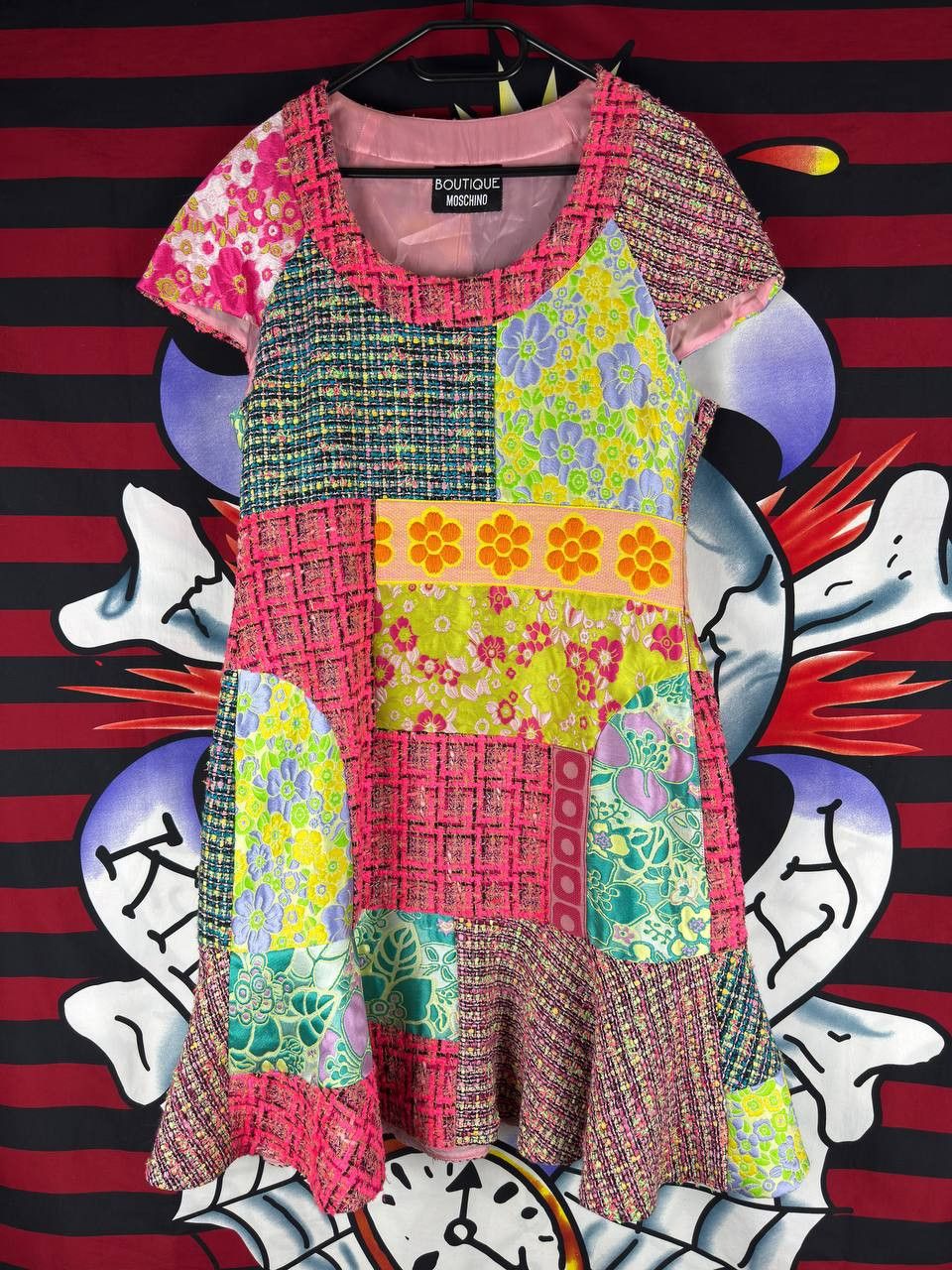 Boutique Moschino Moschino boutiqeue Luxury Patchwork Tweed Flare Dress Size12 Size L / US 10 / IT 46 - 1 Thumbnail