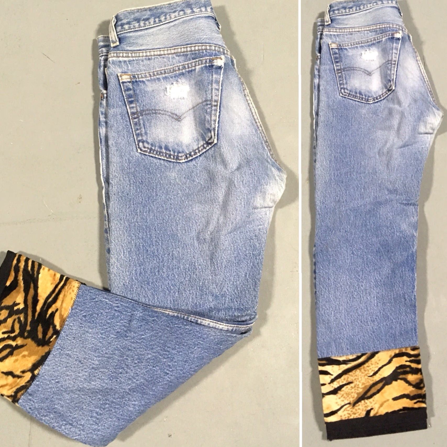 Levi's VINTAGE Levi's 501 Jeans Animal Print End Of Legs 30 Waist Made In USA 100% Cotton Blue Mens Jeans 90s 2000s Size 24" / US 00 / IT 34 - 3 Thumbnail