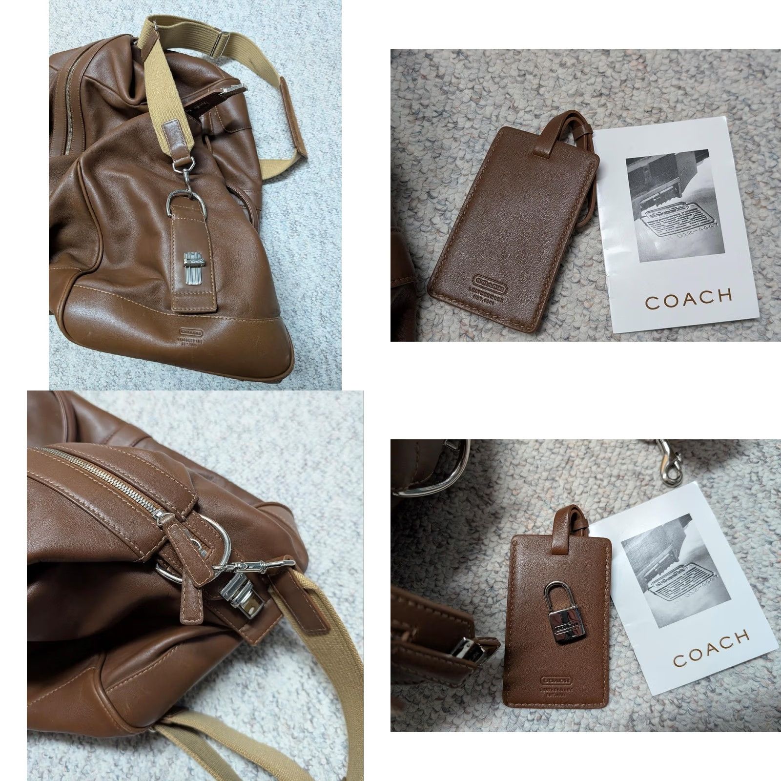Coach Coach Brown Cowhide Leather Duffle Bag 24" Shoulder Tote K3S-5409 travel Size ONE SIZE - 9 Thumbnail
