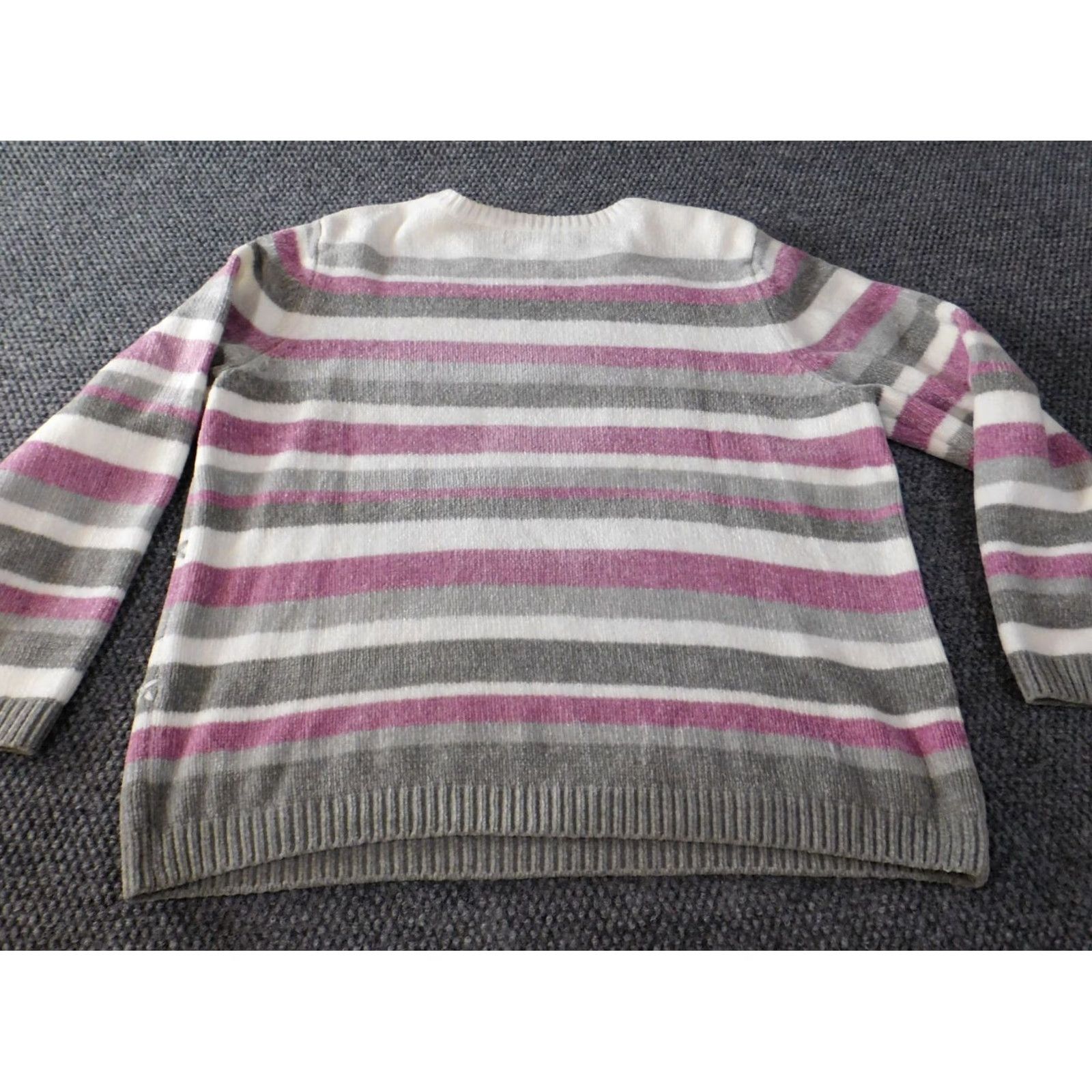 Vintage Alfred Dunner Womens Sweater Large Pink Pullover Acrylic Striped Crew Neck Cap Sleeve Casual Knit Size L / US 10 / IT 46 - 6 Thumbnail