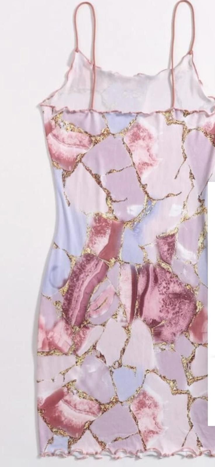 Designer Floral Print Slip Dress - Pink & Gold Accents Size 4XL / US 24-26 - 2 Thumbnail