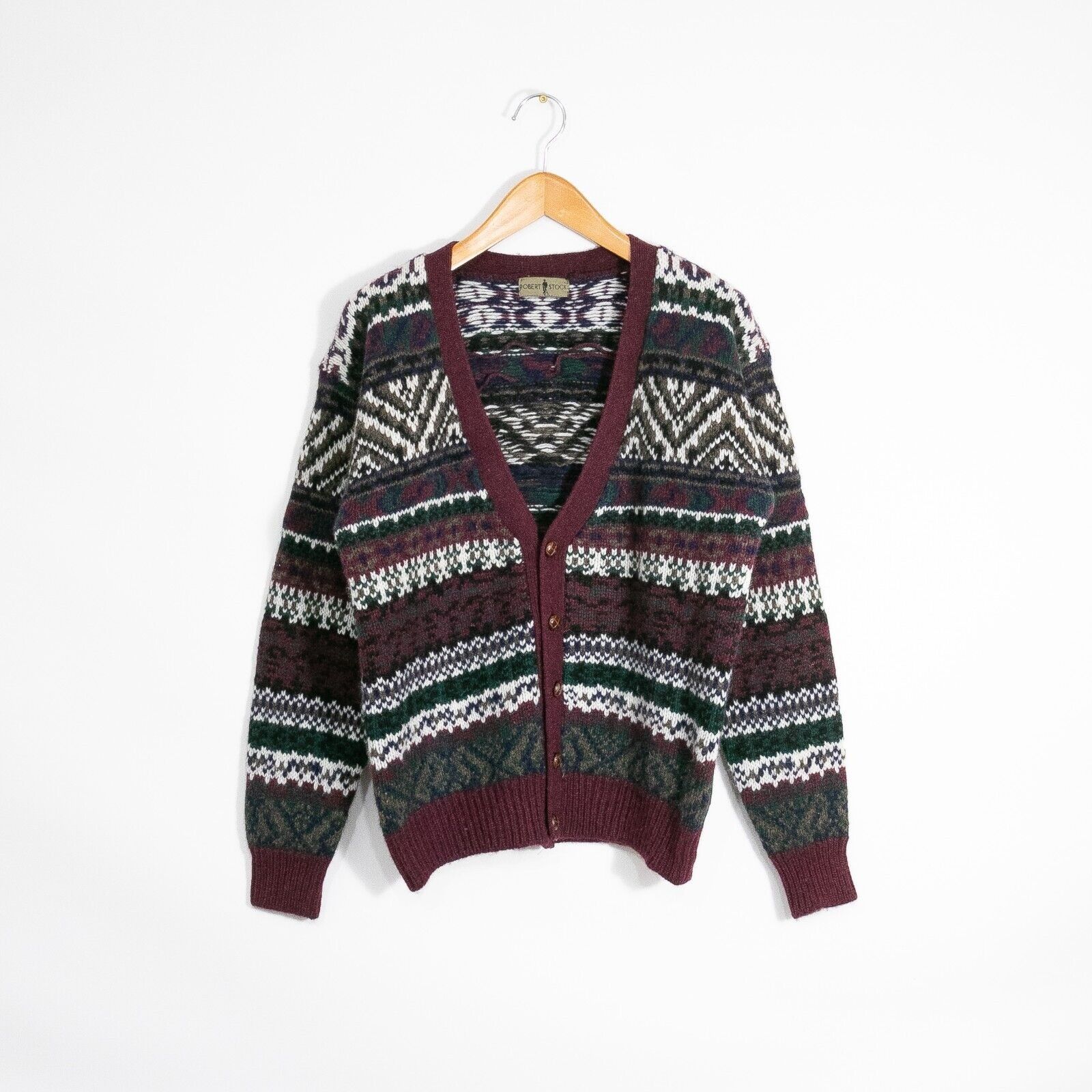 Vintage Vintage Fair Isle Wool Cardigan Sweater Mens Medium - Retro Size US M / EU 48-50 / 2 - 1 Thumbnail