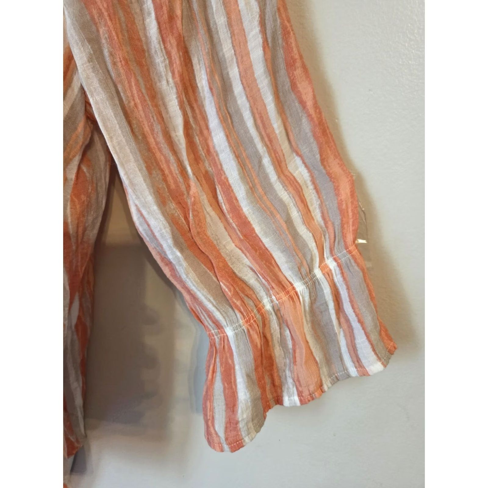 Bell Robert Louis Womens 1X Orange Tan Stripe Bell Sleeve Boho Hippie Top Shirt Womens 1X Orange Tan Stripe Bell Sleeve Boho Hippie Top Size XL / US 12-14 / IT 48-50 - 4 Thumbnail