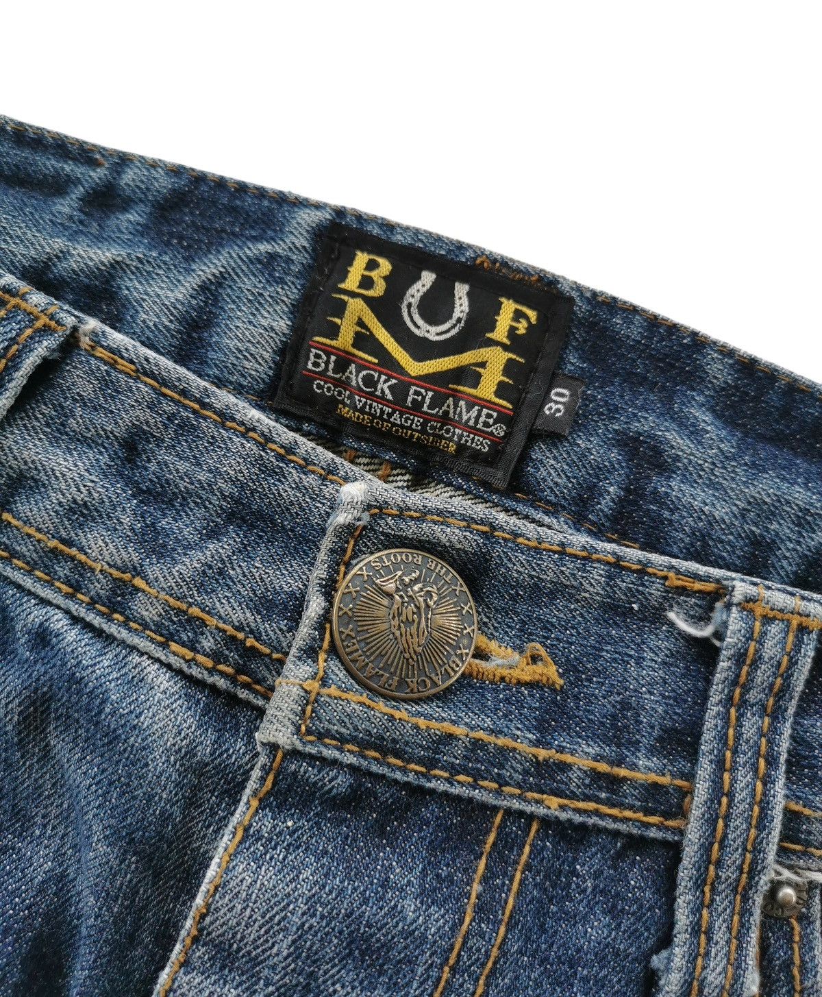 Self Edge Black Flame The Roots Selvedge Denim Jeans Size US 32 / EU 48 - 10 Thumbnail