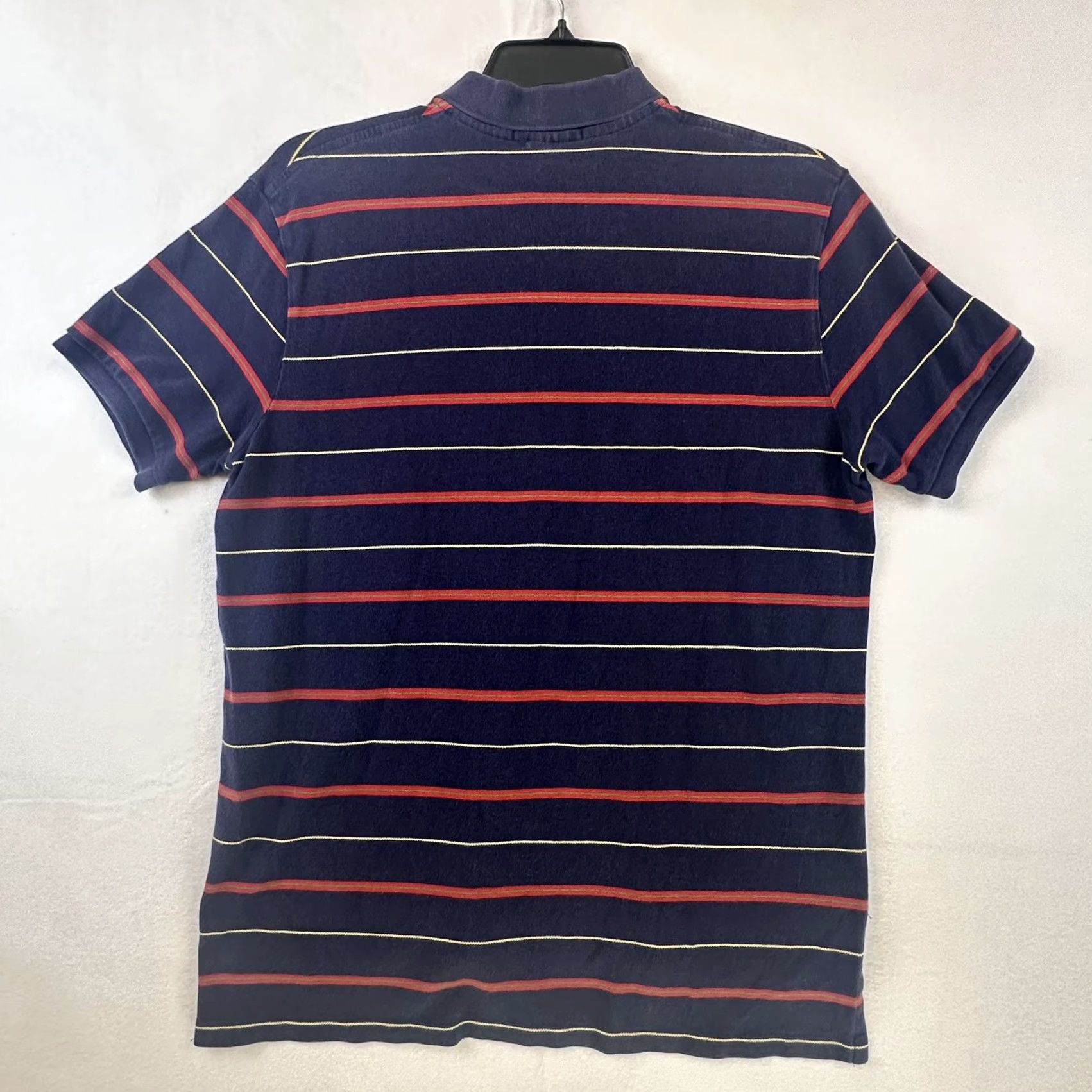 Polo Ralph Lauren Polo Ralph Lauren Polo Shirt Mens XL Custom Fit Striped Navy Blue Red Yellow Polo Pony Logo Short Sleeve Collared 100% Cotton Slim Vintage: No? Size US XL / EU 56 / 4 - 5 Thumbnail