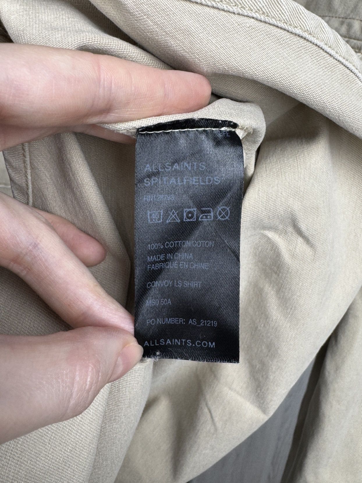 Allsaints Allsaints Spitalfields Cotton Beige Button Up Convoy Shirt L Size US L / EU 52-54 / 3 - 9 Thumbnail