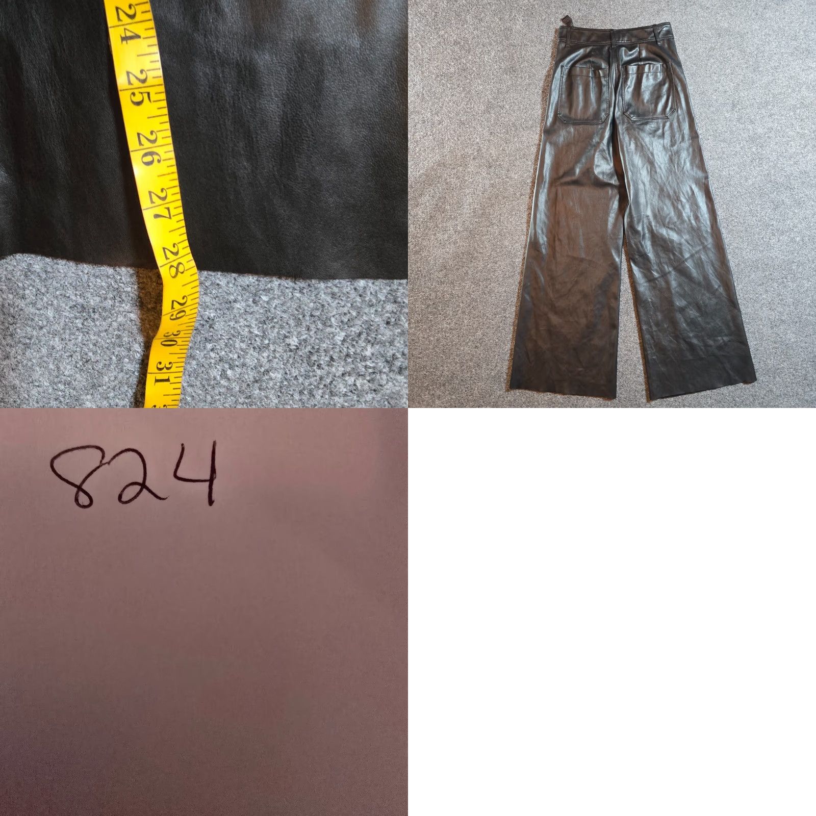 Zara Zara Womens Pants 4 Black Faux Leather Wide-Leg Capsule Minimal Pockets Size 27" / US 4 / IT 40 - 8 Thumbnail
