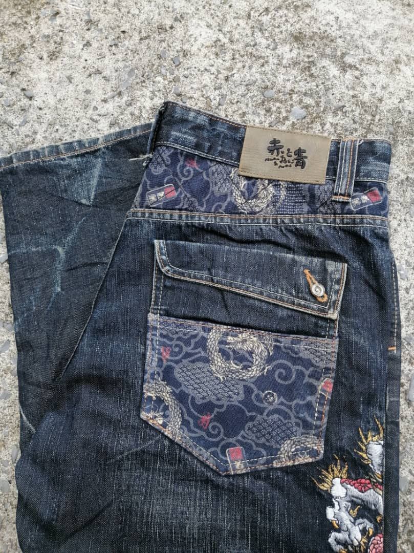 Japanese Brand Osaka Big Train Dragon Embroidered Denim
