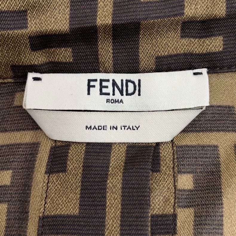 Fendi Fendi Brown Logo Silk Long Sleeve Shirt Size US M / EU 48-50 / 2 - 5 Thumbnail
