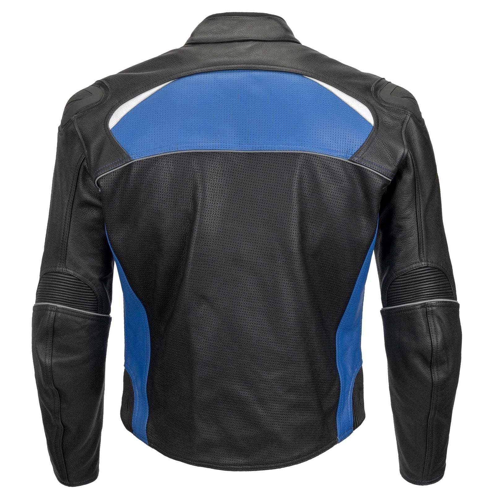 image of Moto Sport Riding Maruchi Leather Jacket in Black Blue, Men's (Size Medium)