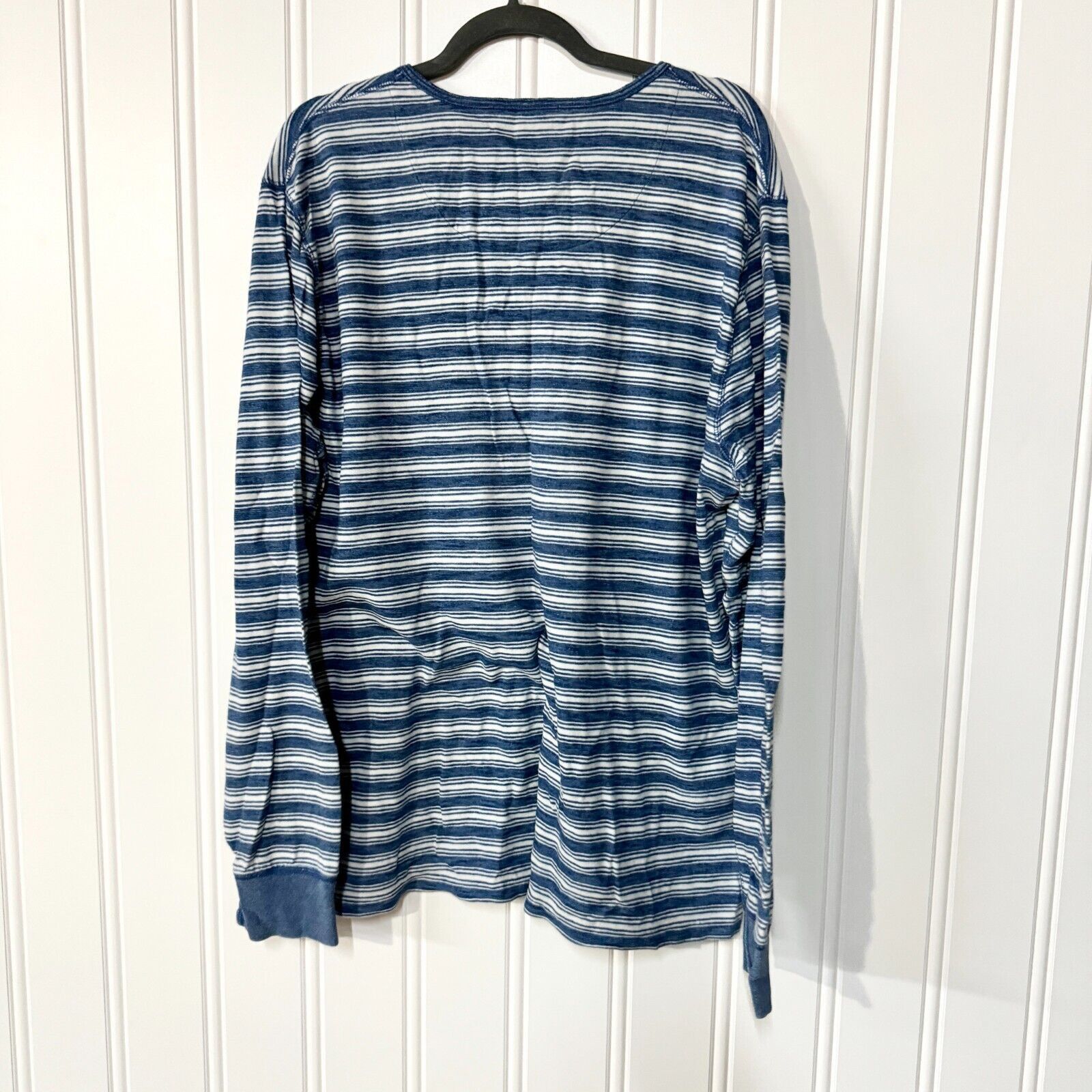 Madewell Madewell Blue Striped Cotton Long Sleeve Henley Crewneck XL Size US XL / EU 56 / 4 - 4 Thumbnail