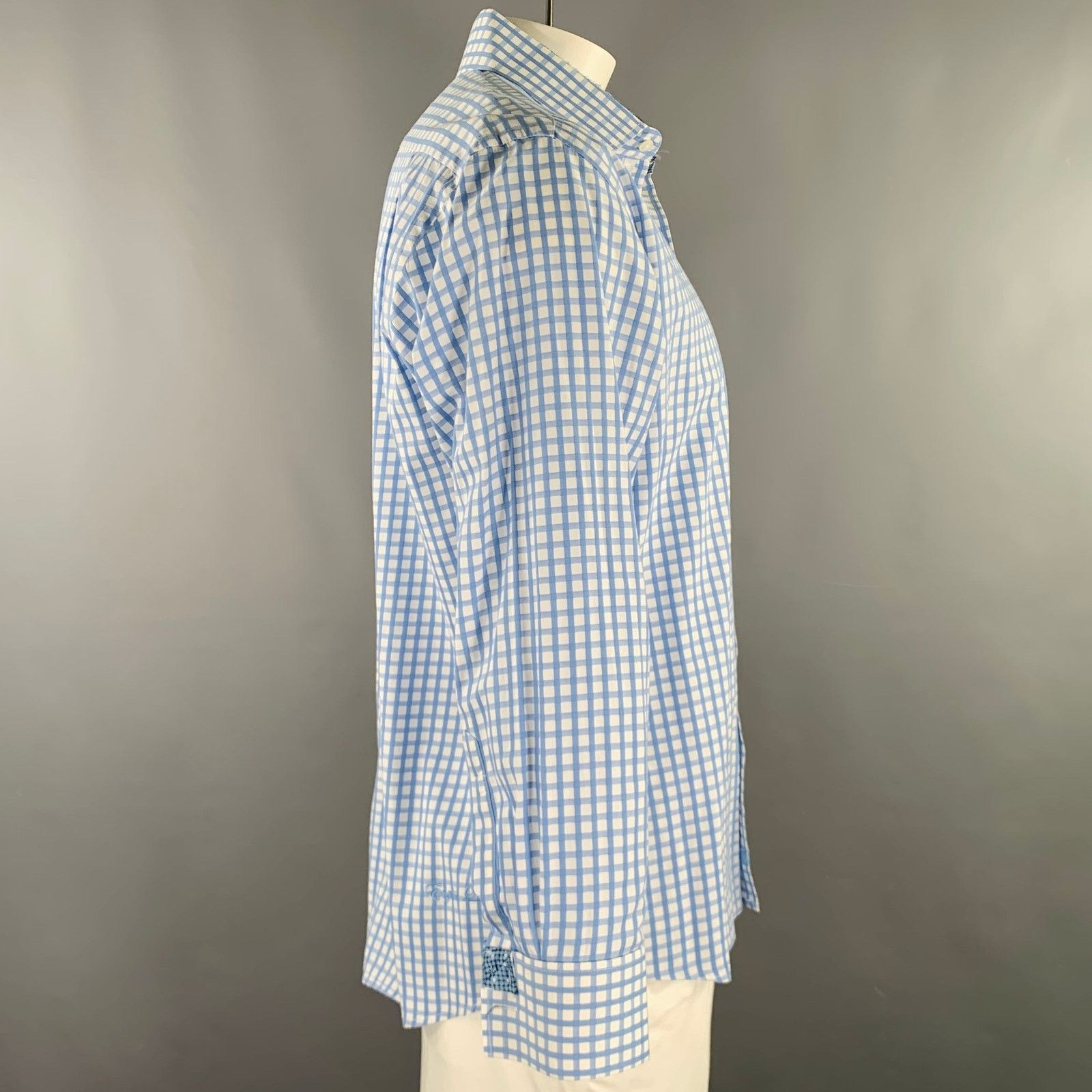 English Laundry Size XL White Light Blue Checkered Cotton Long Sleeve Shirt Size US XL / EU 56 / 4 - 2 Thumbnail