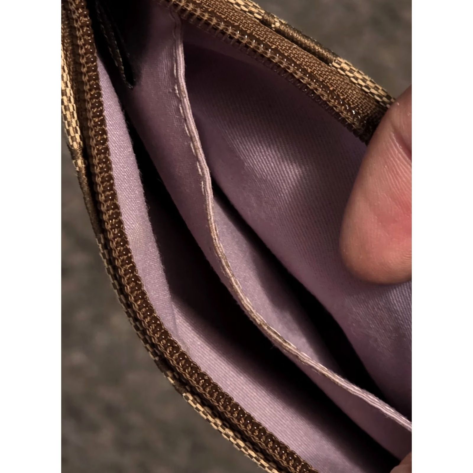 Coach Coach Outlet Brown Canvas Wristlet Pouch Purple Lining Great Shape Women Brown Purple Logo Zip Key Clip Vintage? Size ONE SIZE - 4 Thumbnail