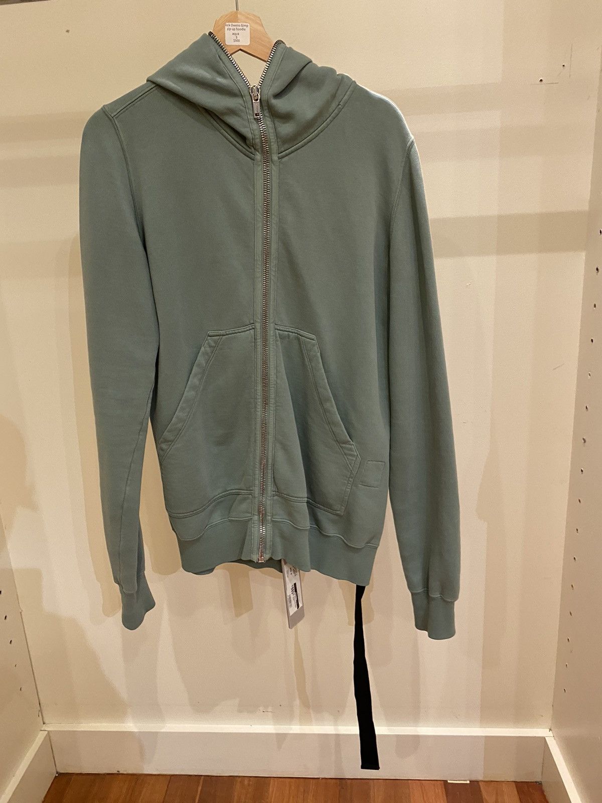 image of Rick Owens Gimp Zip Up Hoodie in Aqua, Men's (Size Small)