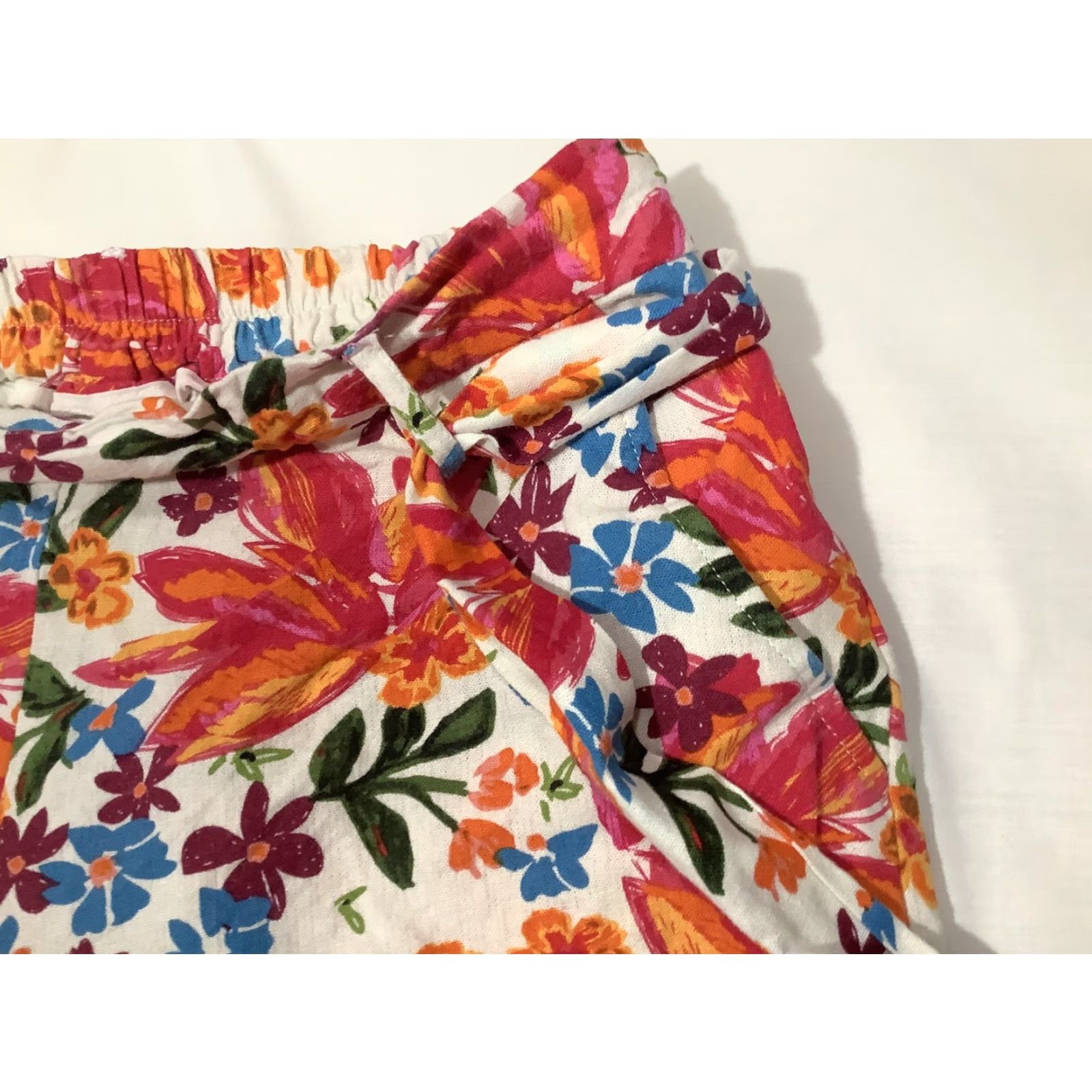 Joie Joie Pants Womens 8 Multicolor Floral Linen Blend Wide-Leg Crop Beaded Tassel Belted Pockets Boho 90s? Size 30" / US 8 / IT 44 - 5 Thumbnail