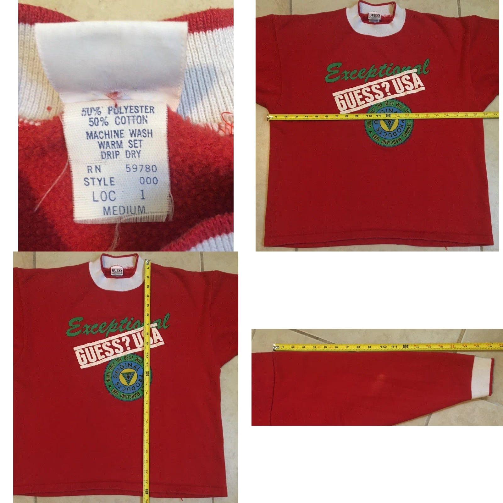 Guess VINTAGE Guess Jeans Sweatshirt Hoodie M Red 80s 90s USA Boxy Women Pullover Athletic Popular Retro Grunge Surf Skate Basketball style Spellout Size M / US 6-8 / IT 42-44 - 9 Thumbnail