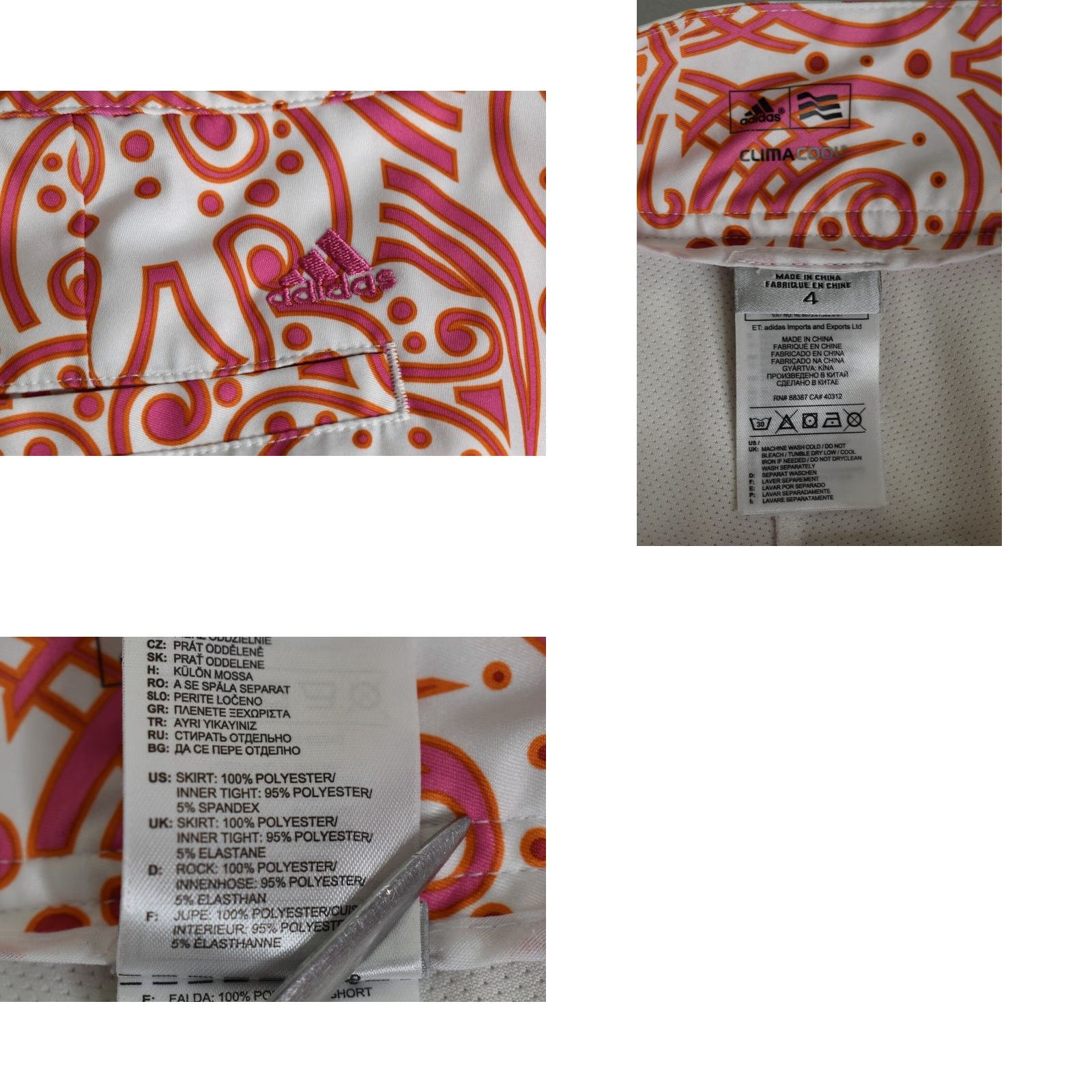 Adidas Adidas Climacool Skort 4 Waist 31" Small Pink Geometric Abstract Golf Tennis Size ONE SIZE - 8 Thumbnail