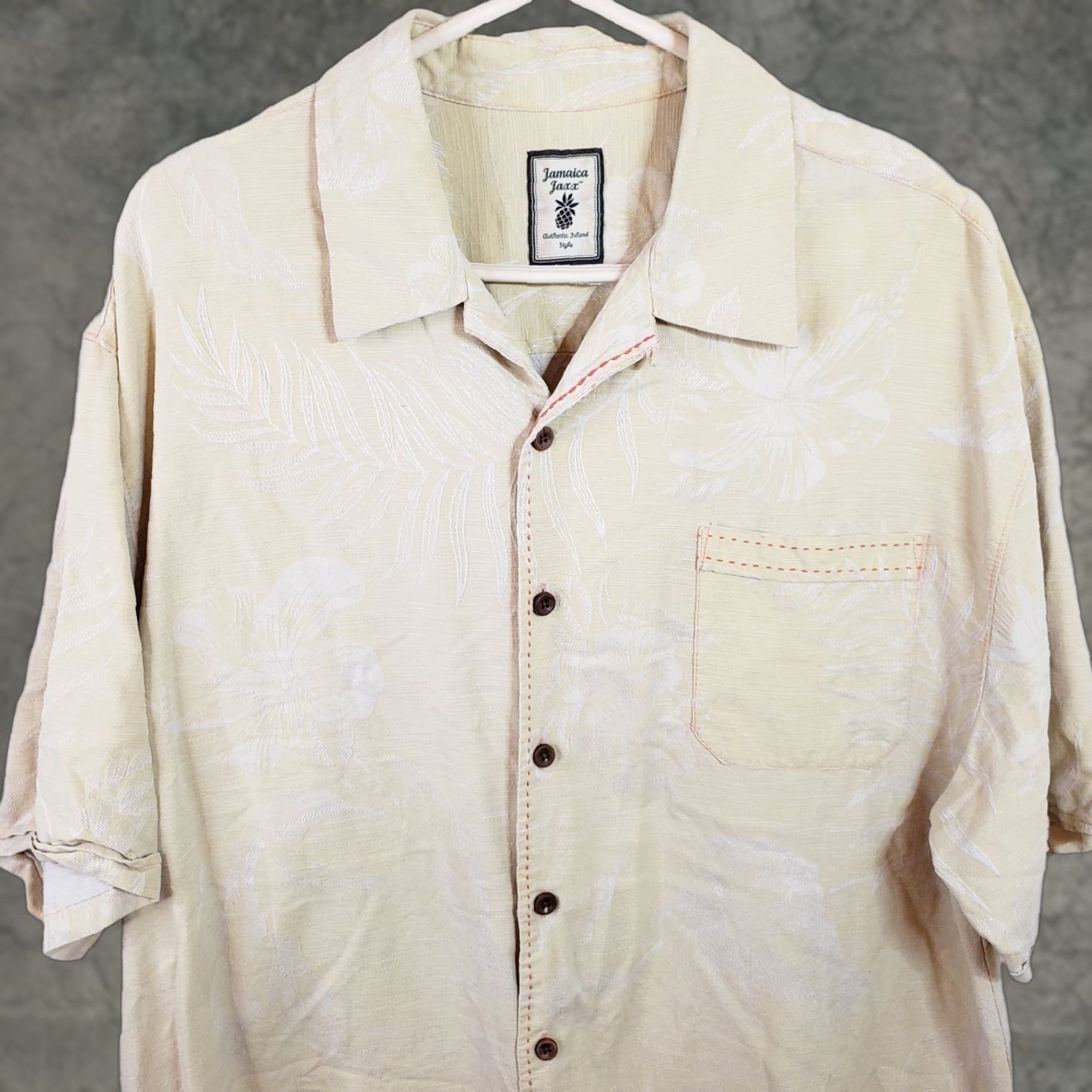 Vintage JAMAICA JAXX Men XL Short Sleeve Button-Down Floral Silk Shirt Yellow Size US XL / EU 56 / 4 - 1 Thumbnail