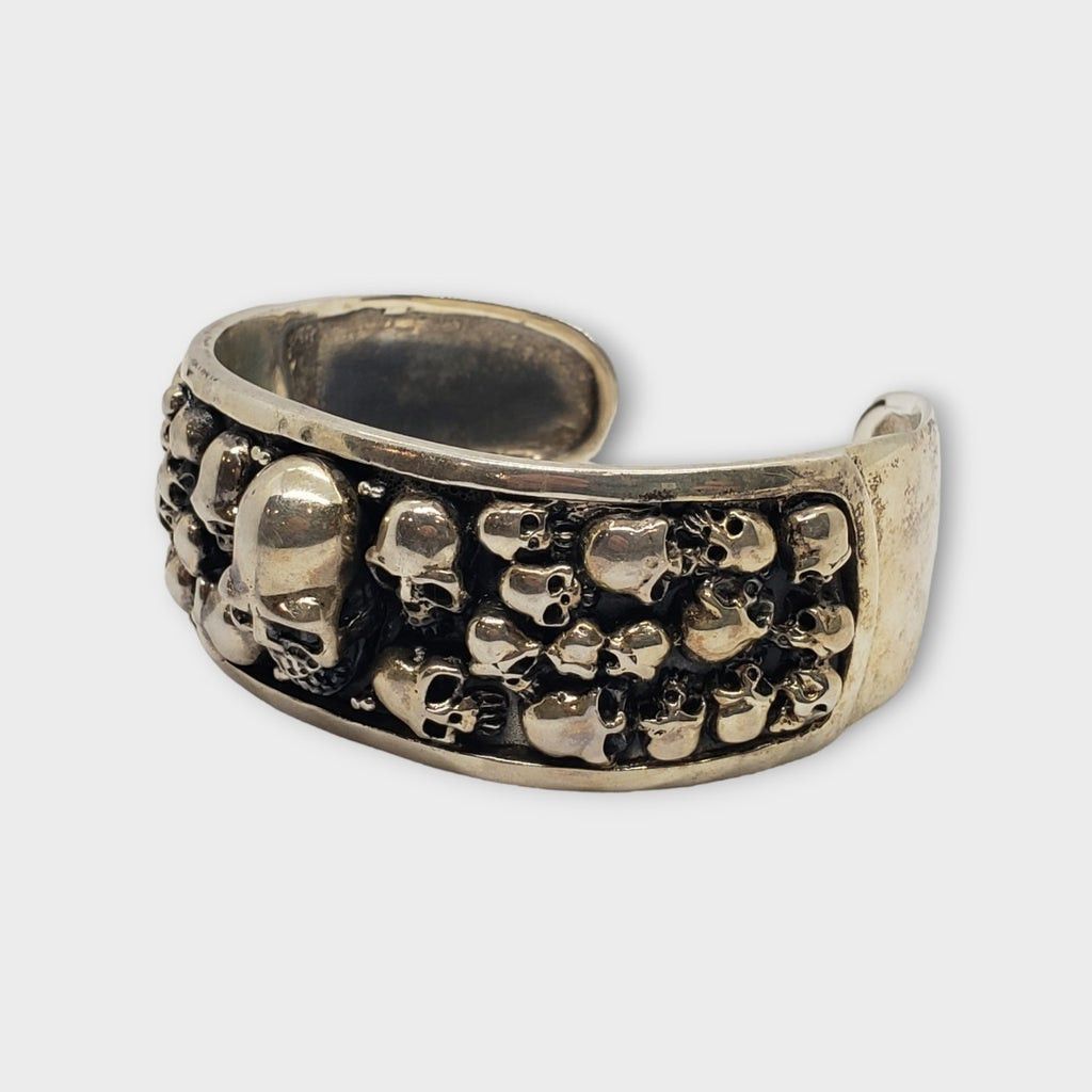 Handmade Skulls .925 silver bracelet biker rock and roll Size ONE SIZE - 3 Thumbnail