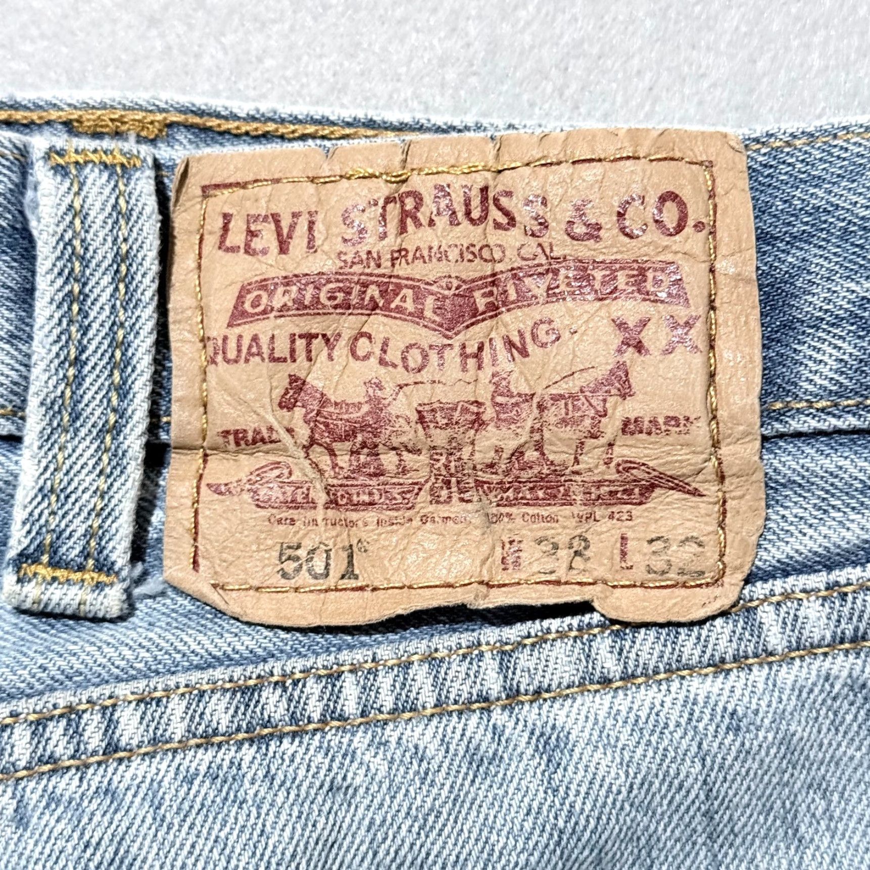 Levi's Levi's 501 Jeans Blue Denim Distressed Straight Button Fly - 38x32 Men Regular Vintage No 501 Series Size US 38 / EU 54 - 2 Thumbnail