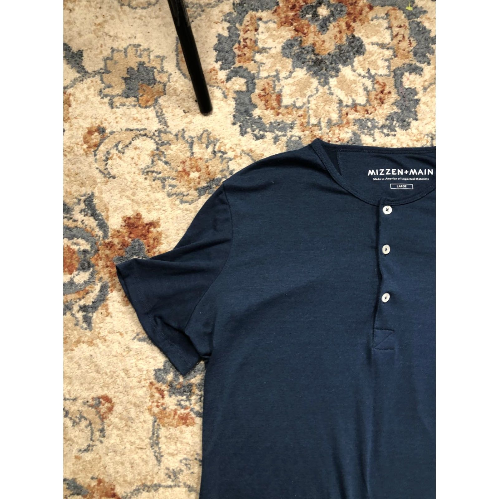 Mizzen+Main Mizzen+Main Henley Shirt Mens Large Blue Short Sleeve Tagless Casual Knit T-Shirt Size US L / EU 52-54 / 3 - 3 Thumbnail