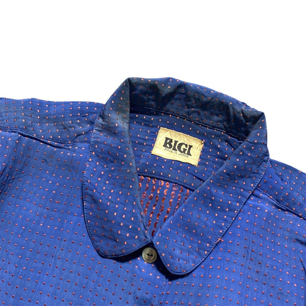 BIGI Vtg 80s Bigi Shirt Blue Polka Double Pocket Shirt Size L / US 10 / IT 46 - 3 Thumbnail