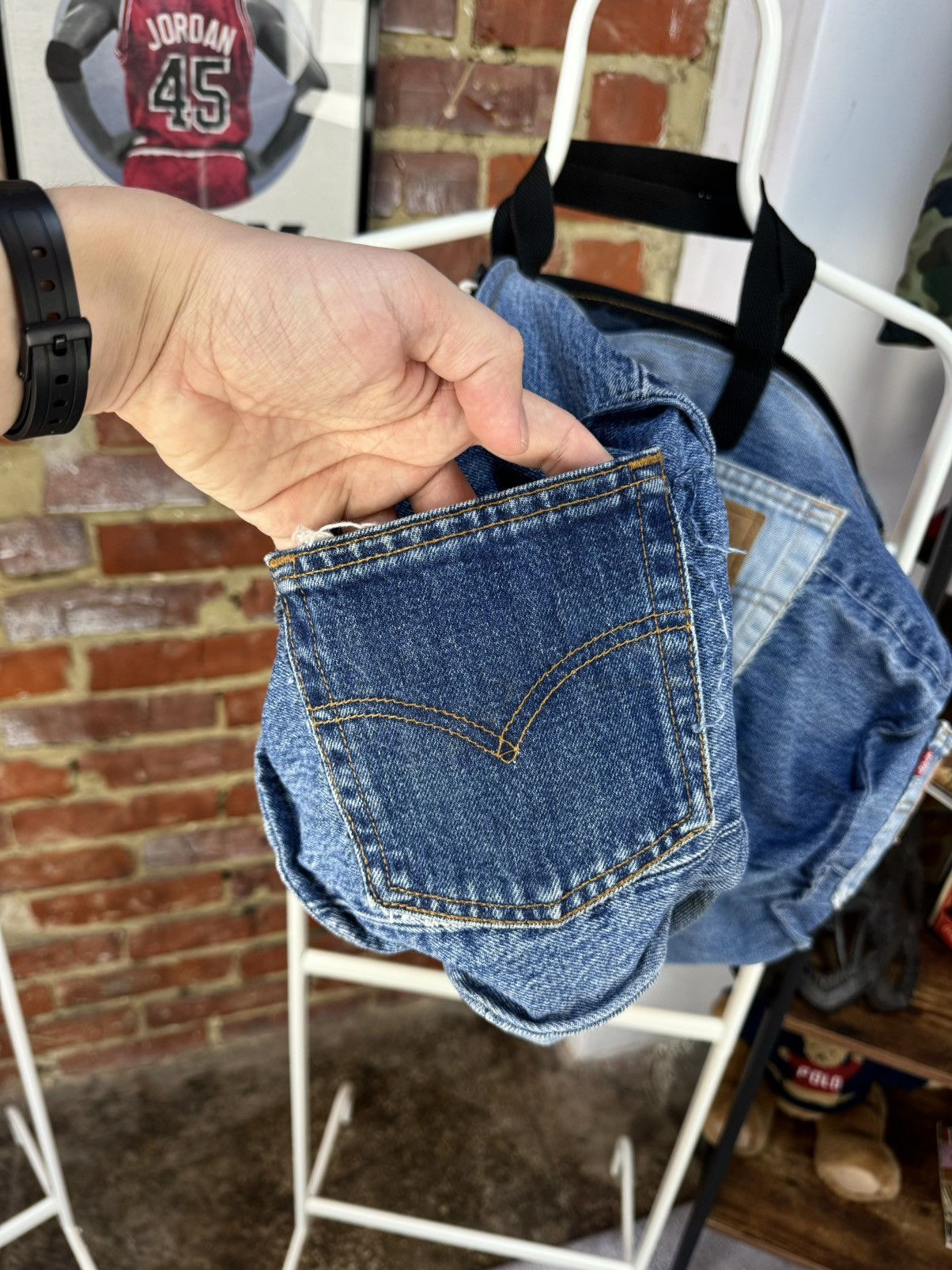 Handmade × Levi's × Vintage LEVIS Custom Jeans Denim Bag Hand Made Size ONE SIZE - 8 Thumbnail