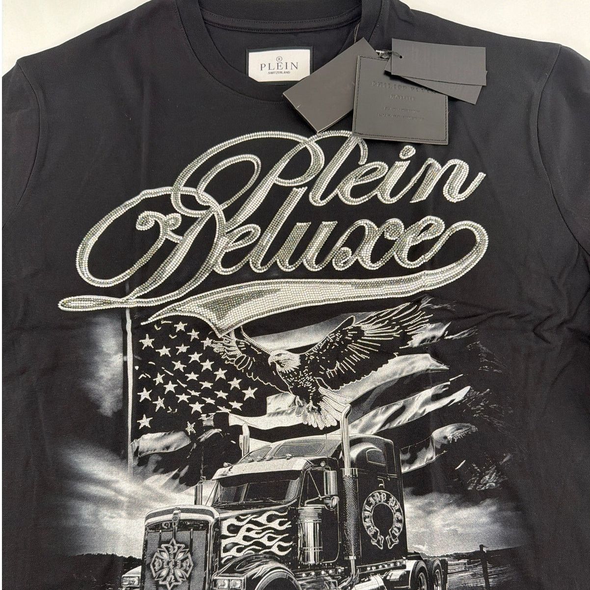 Philipp Plein Philipp Plein Black Truck Stones Round Neck T-Shirt XXL Size US XXL / EU 58 / 5 - 7 Thumbnail