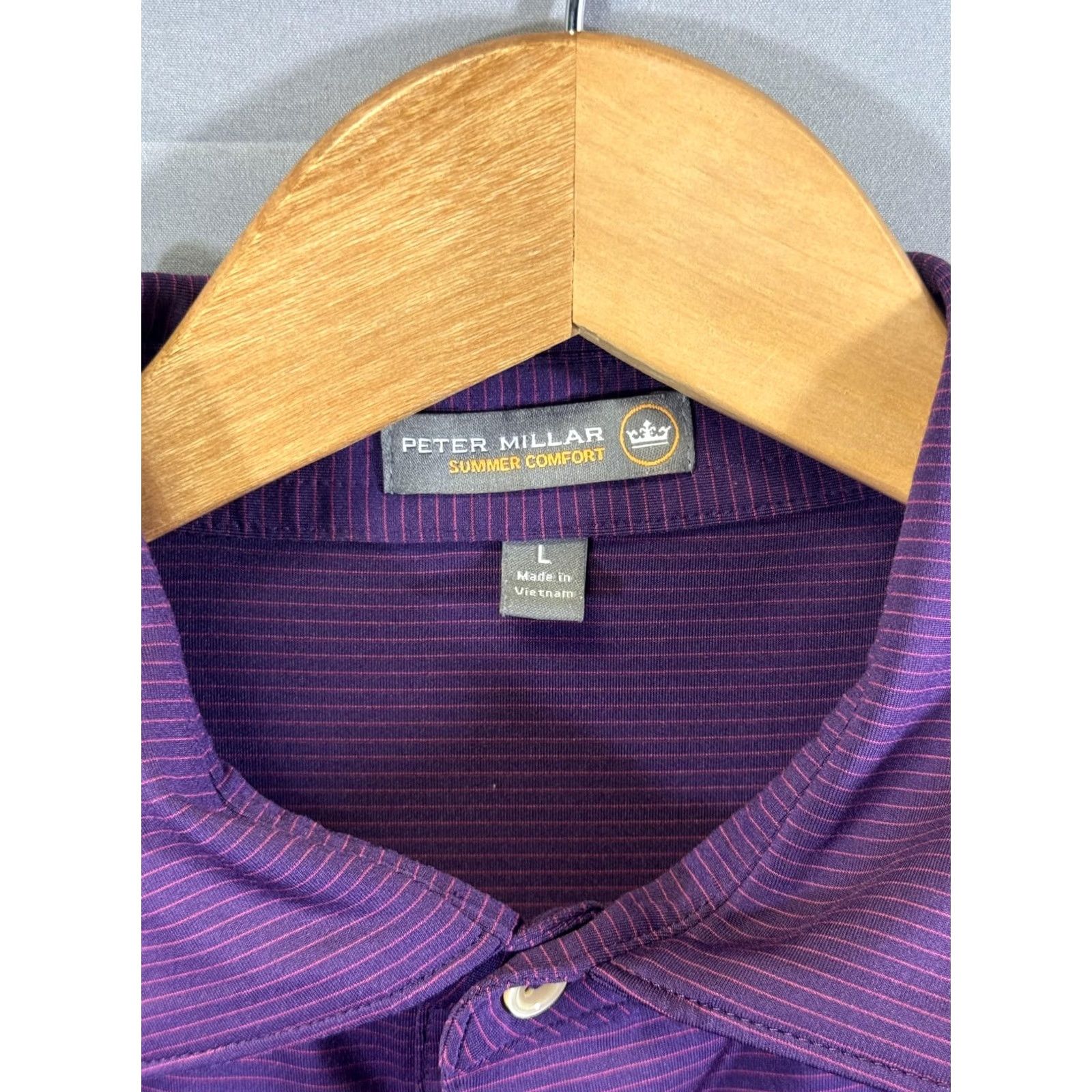Peter Millar Peter Millar Polo Shirt Mens L Purple Striped Summer Comfort Golf Stretch Moisture Wicking Lightweight Breathable Size US L / EU 52-54 / 3 - 4 Thumbnail