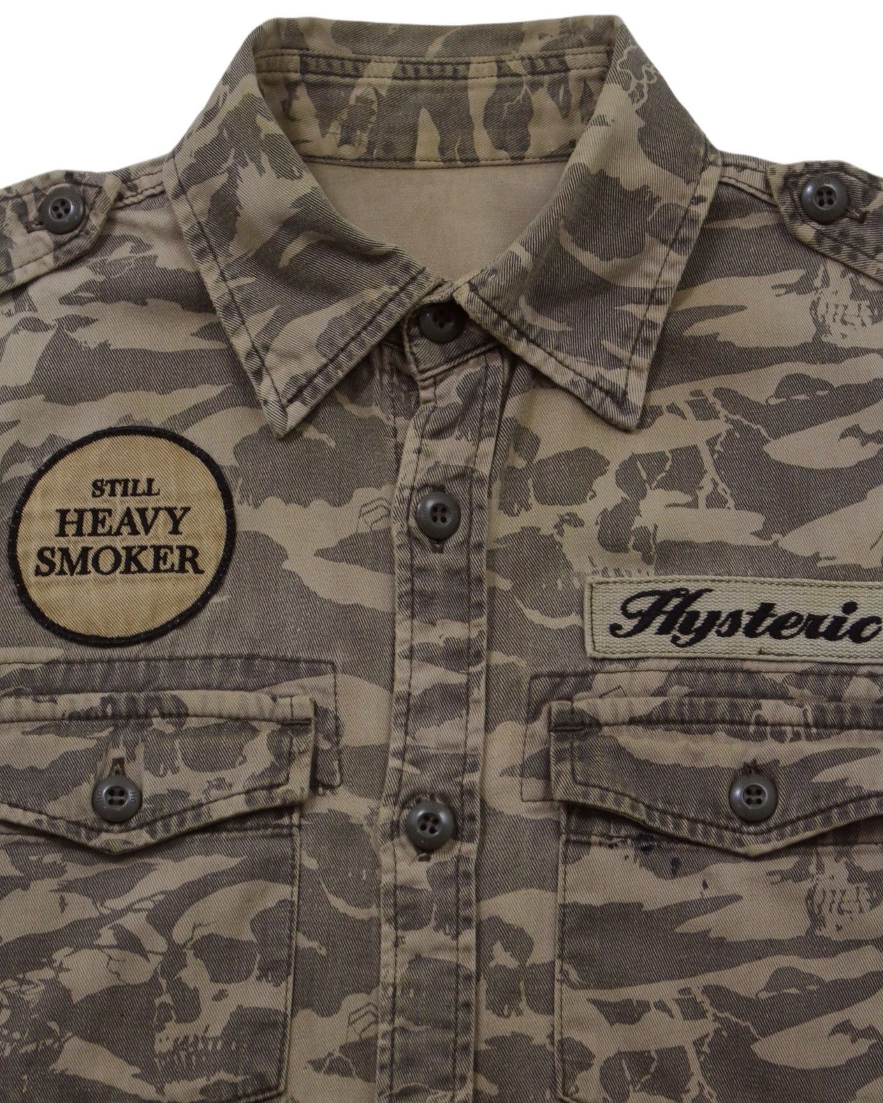 Hysteric Glamour 2000S HYSTERIC GLAMOUR HEAVY SMOKER SKULL CAMO PATCH SHIRT Size US M / EU 48-50 / 2 - 5 Thumbnail
