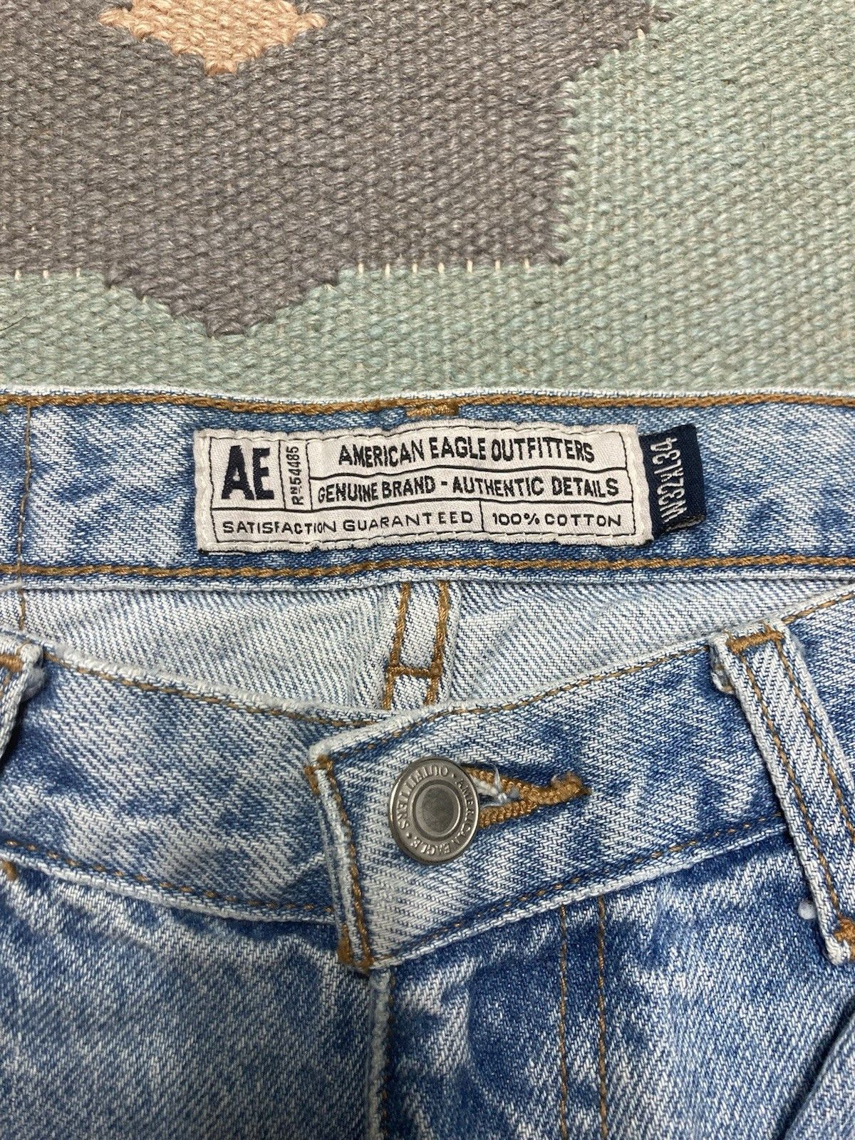 Vintage American eagle denim jeans light wash straight skater 31x34 Size US 31 - 4 Thumbnail