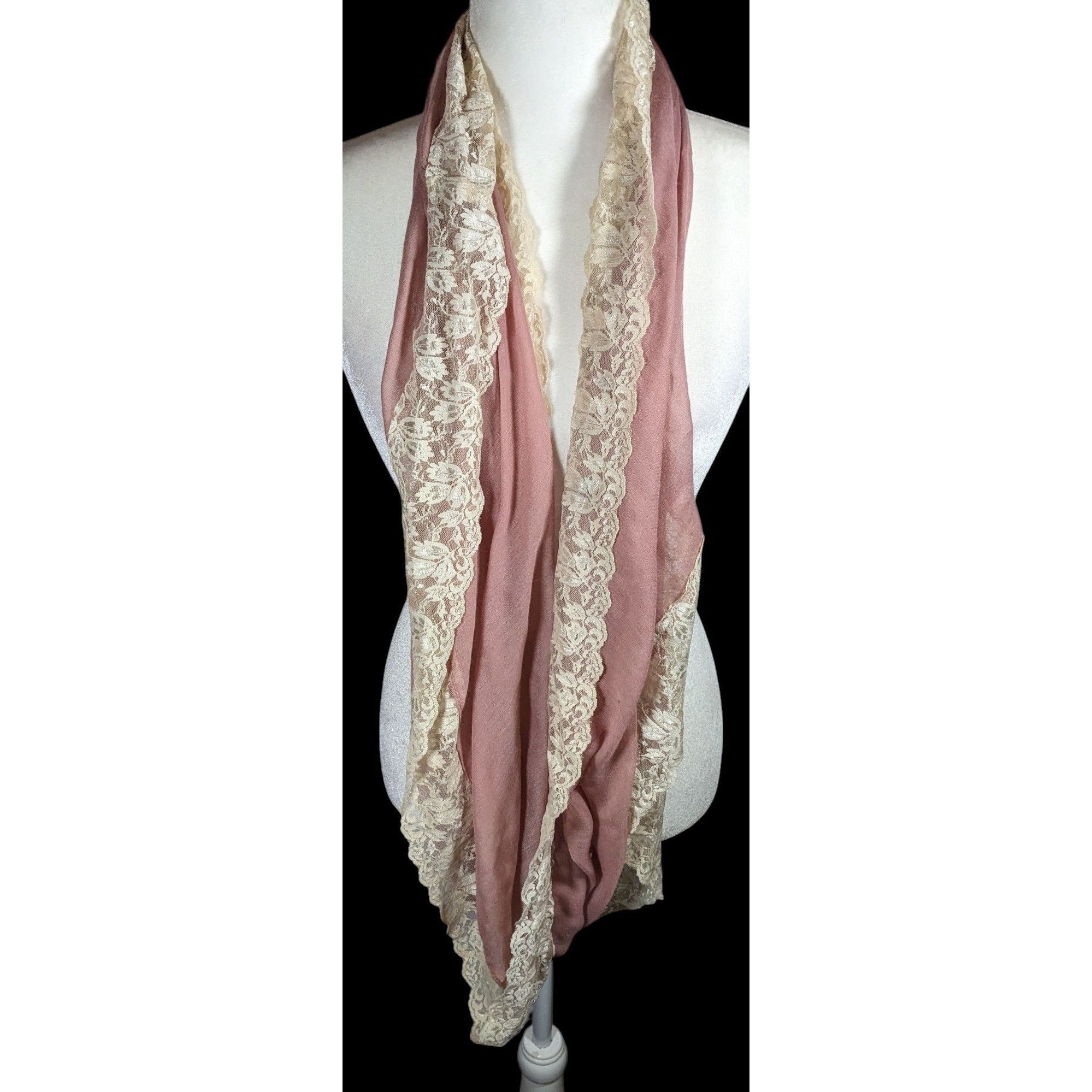 BP. BP Coquette Victorian Rose Pink Infinity Scarf With Cream Fl Size ONE SIZE - 2 Thumbnail