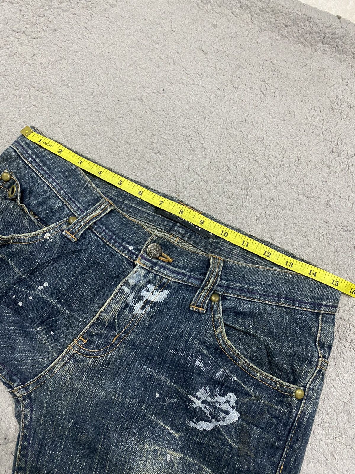If Six Was Nine ROOT THREE Flared Paint Splashed Low Rise Denim Size US 31 - 18 Thumbnail