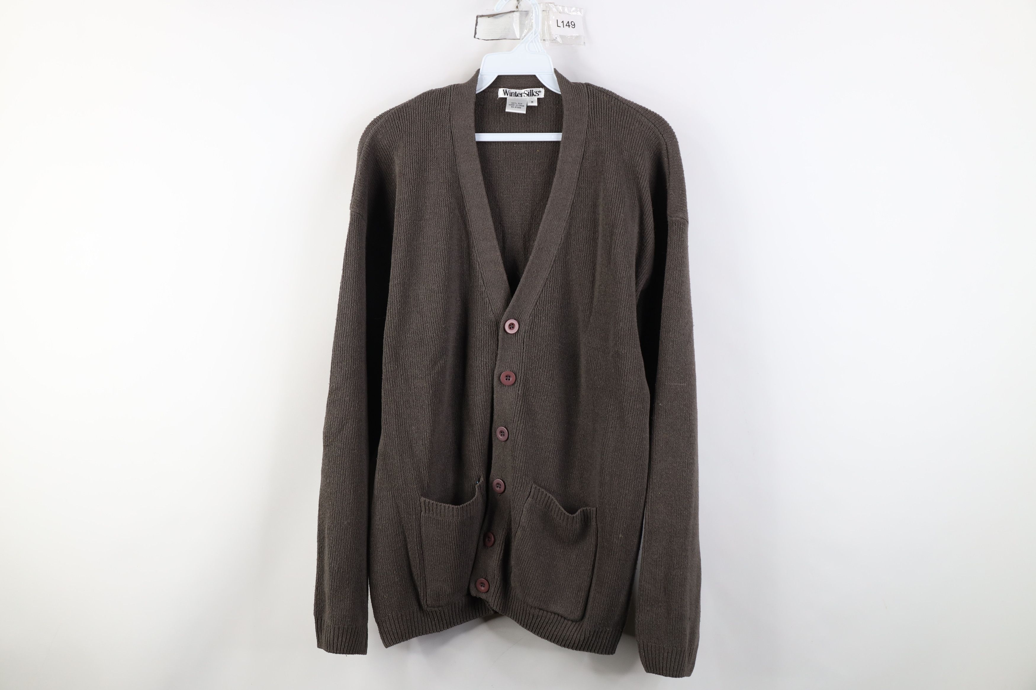 Vintage Vintage 90s Streetwear Ribbed Knit Cardigan Sweater Gray Size US M / EU 48-50 / 2 - 1 Thumbnail
